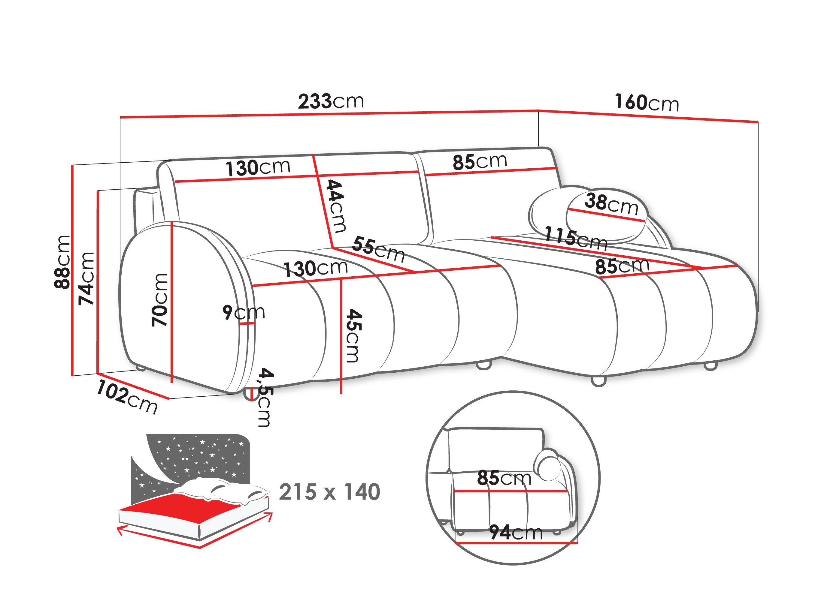 Canapé d'angle Columbus 247 (Sereno 689)