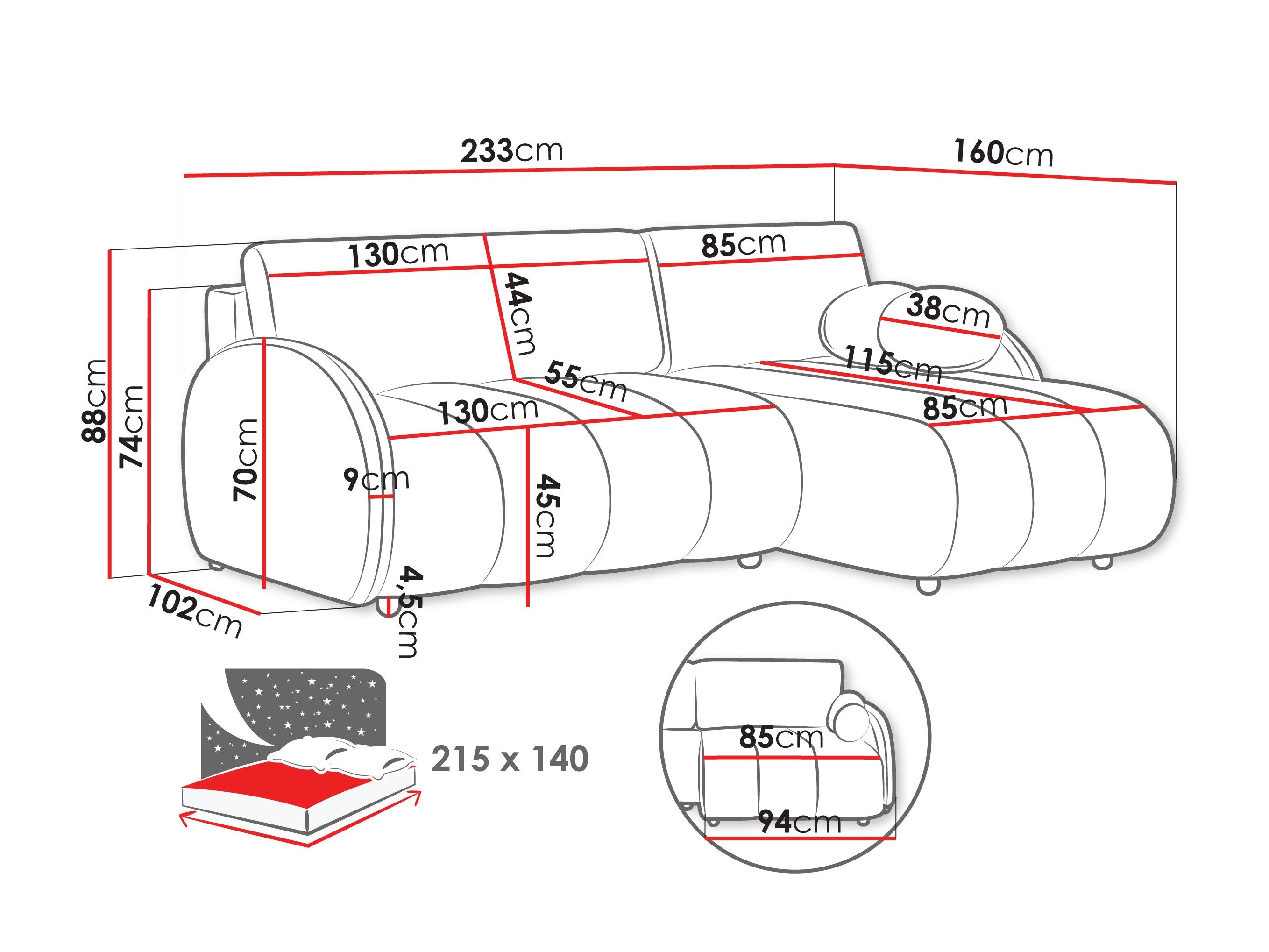 Canapé d'angle Columbus 247 (Sereno 692)