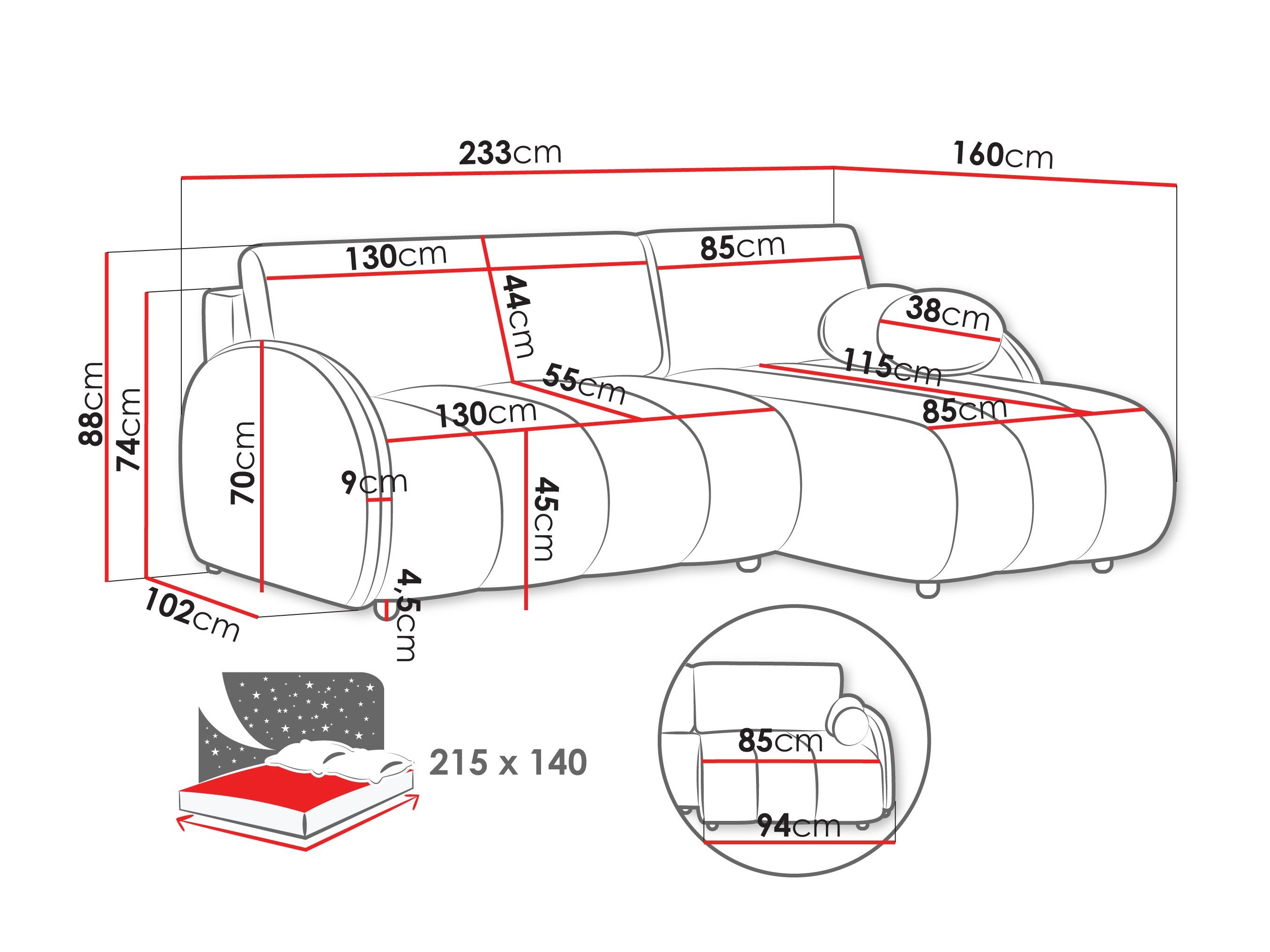 Canapé d'angle Columbus 247 (Sereno 695)