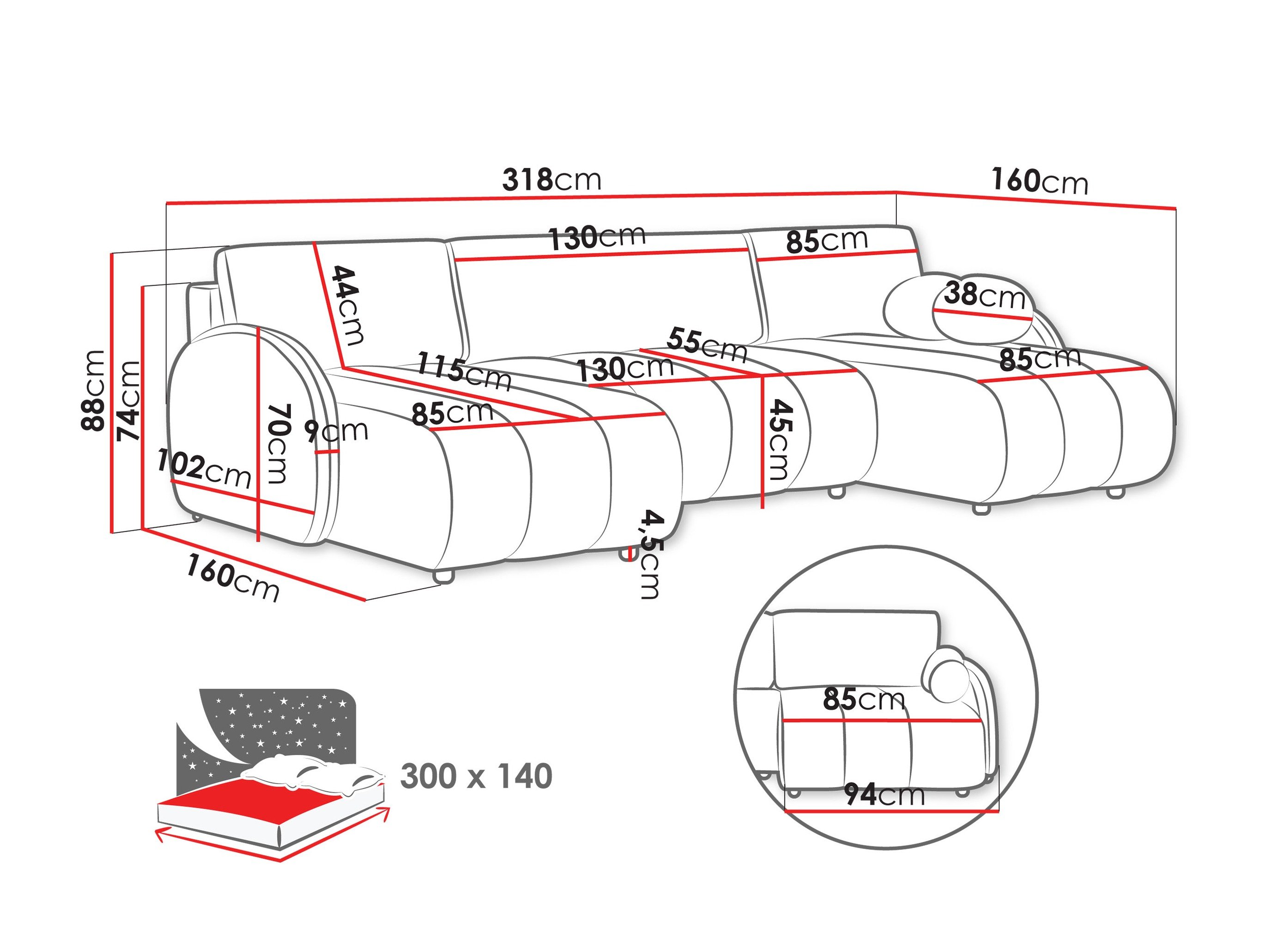 Canapé d'angle Columbus 248 (Sereno 682)