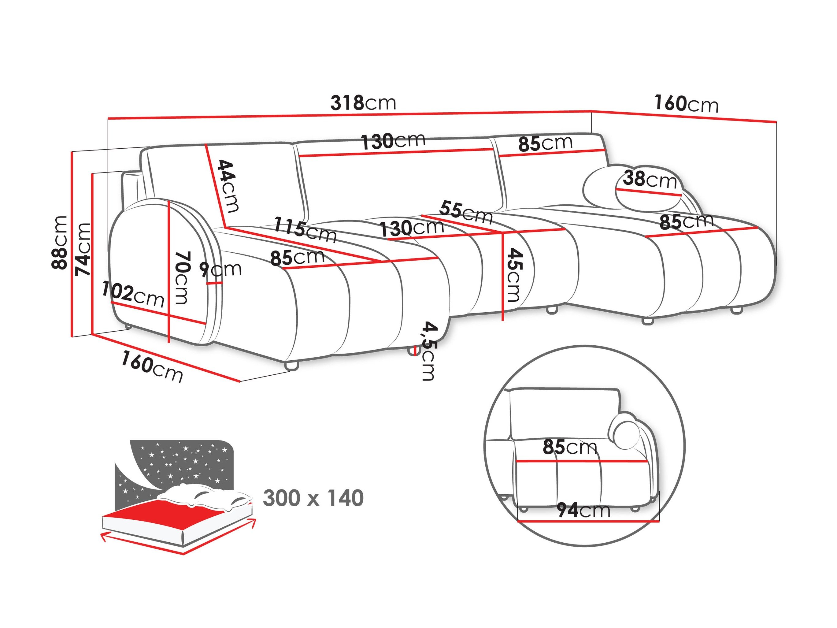Canapé d'angle Columbus 248 (Sereno 684)