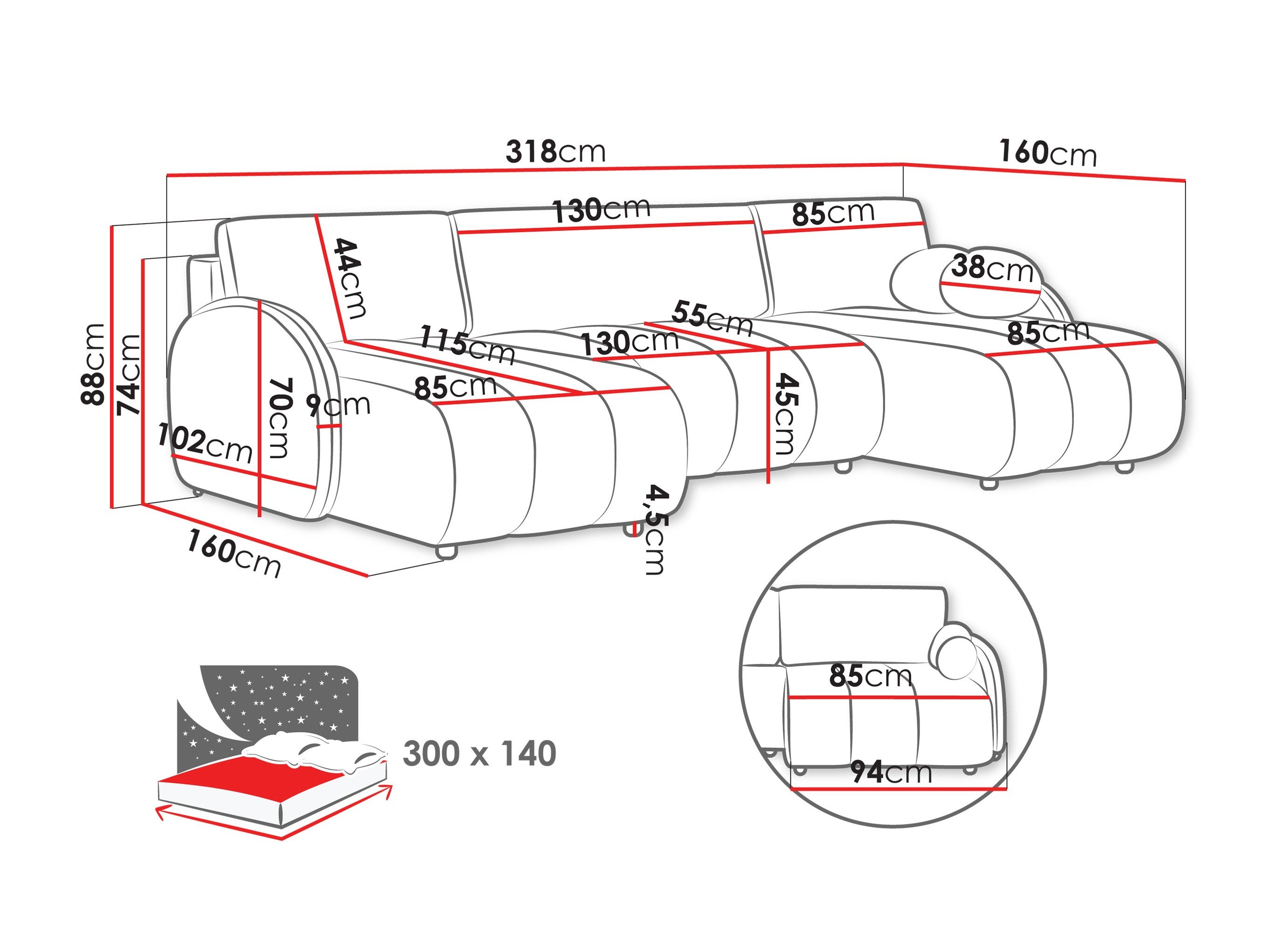 Canapé d'angle Columbus 248 (Sereno 686)