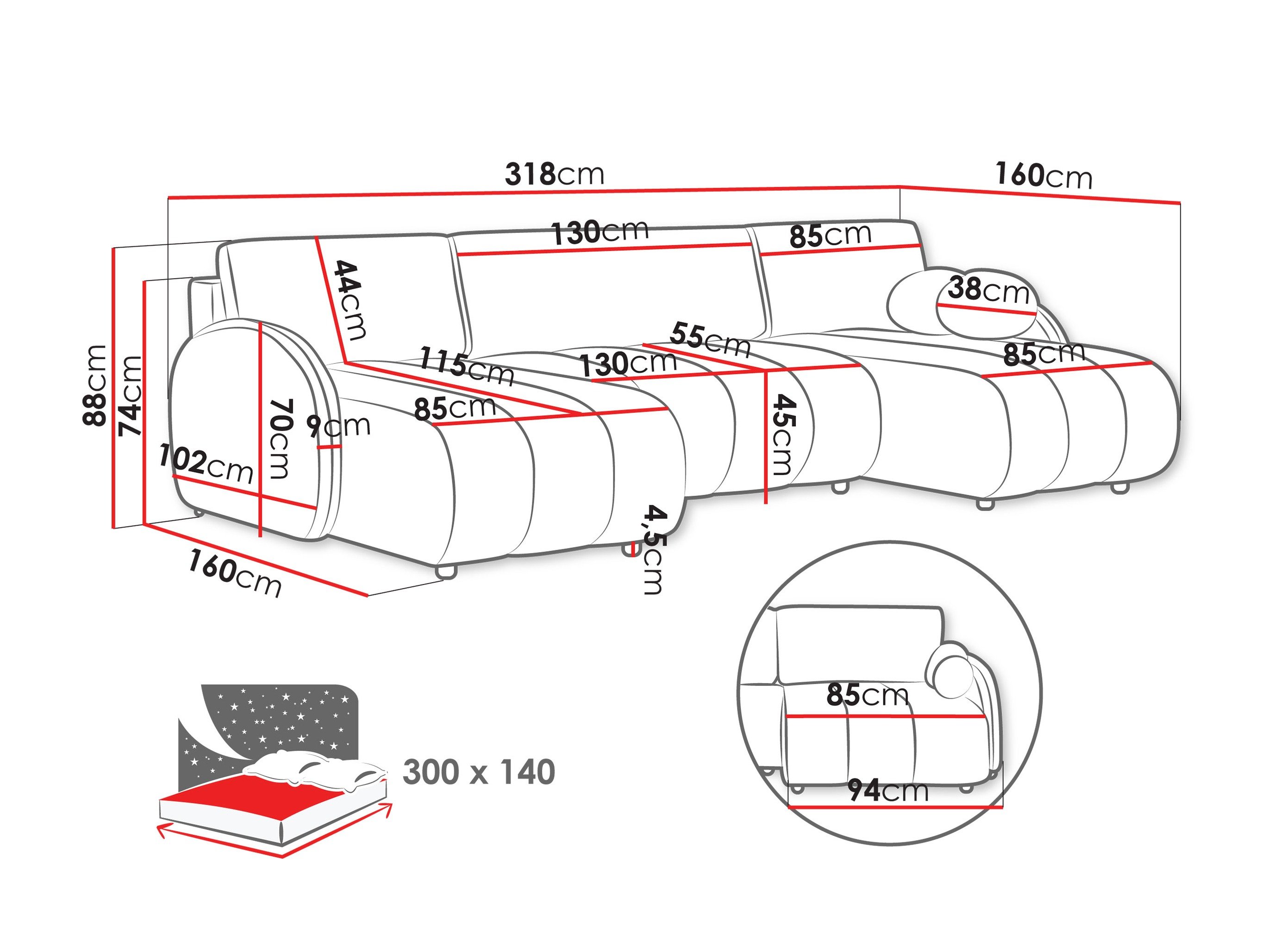 Canapé d'angle Columbus 248 (Sereno 689)
