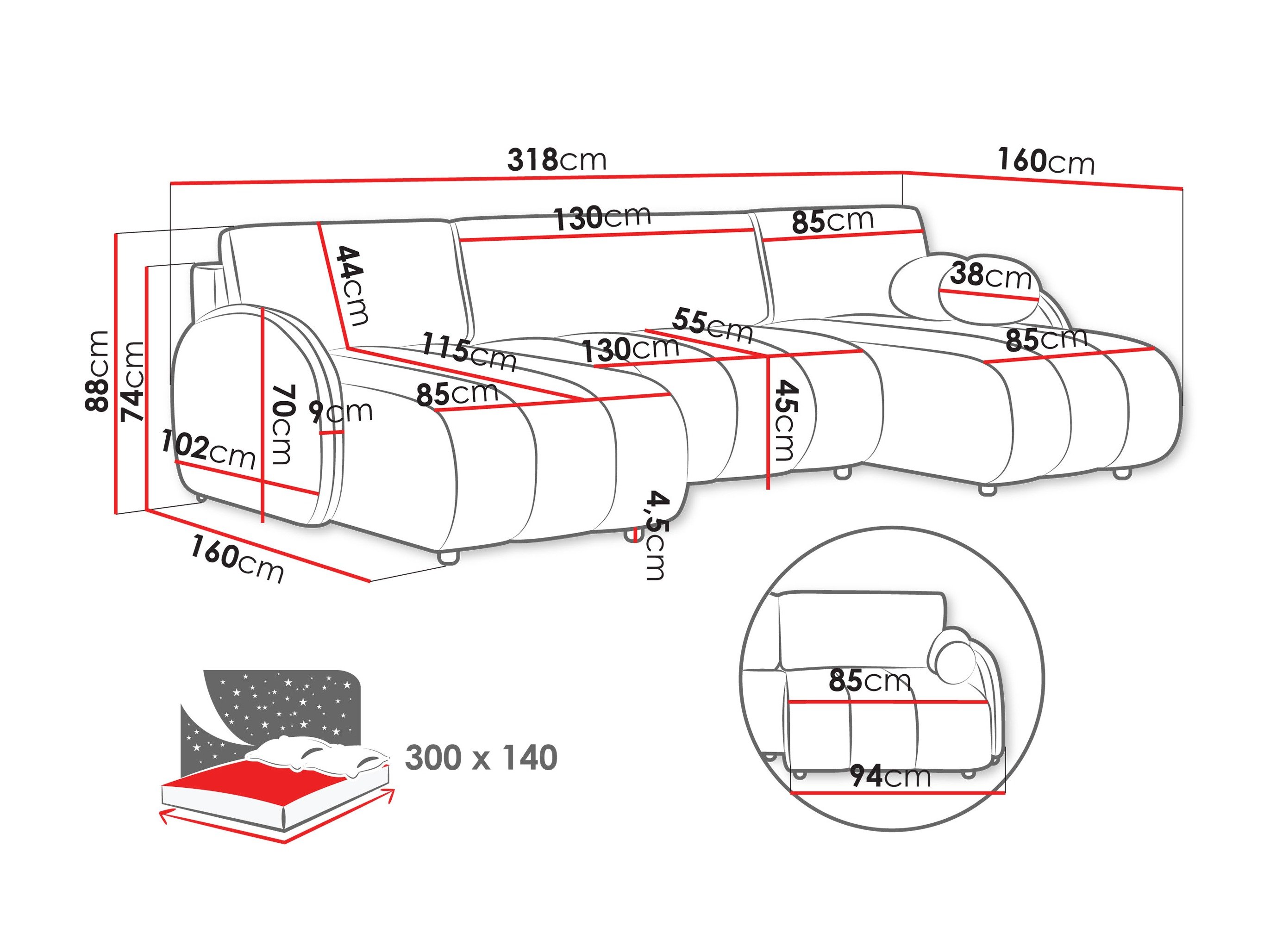 Canapé d'angle Columbus 248 (Sereno 692)