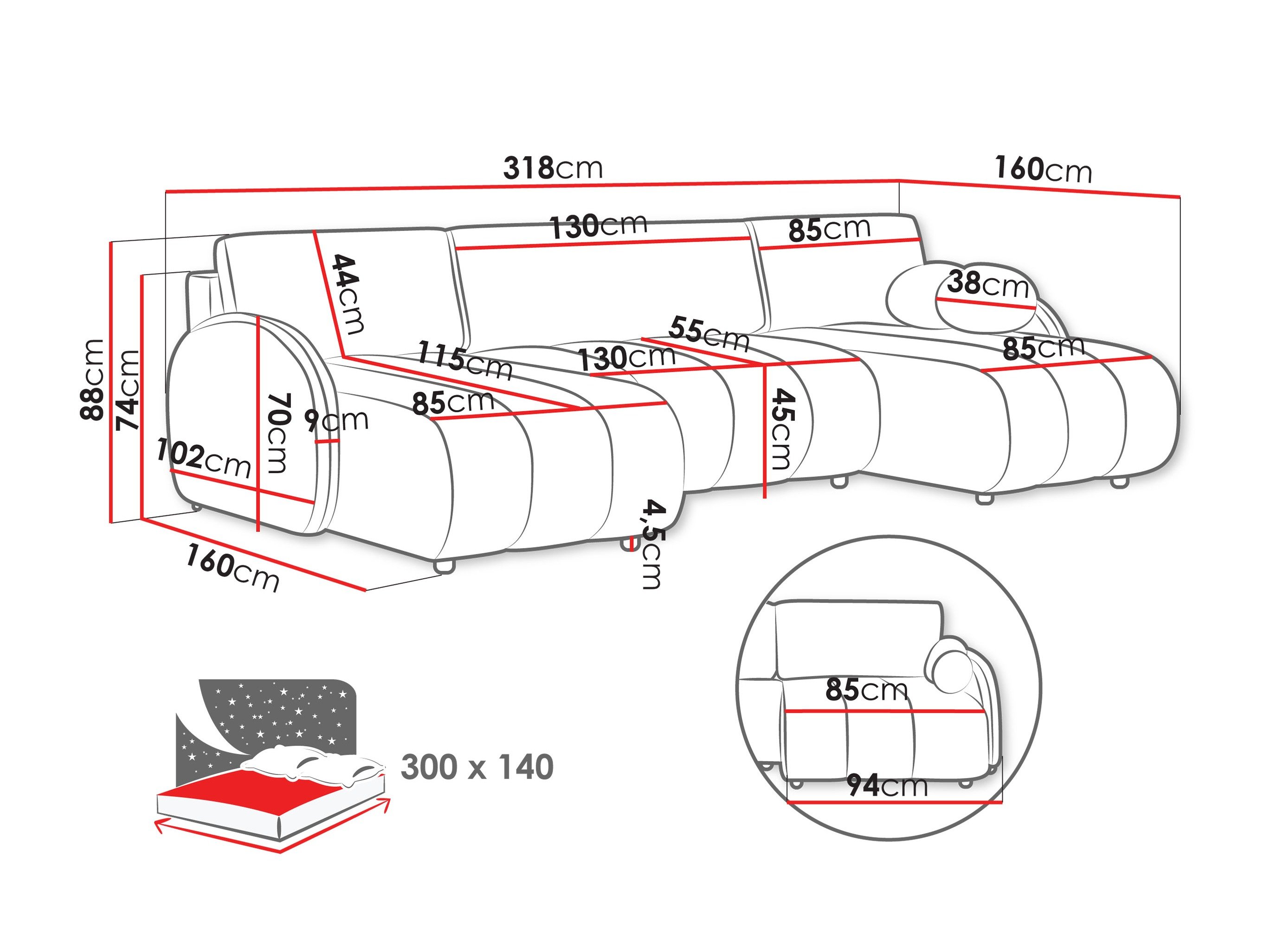 Canapé d'angle Columbus 248 (Sereno 695)