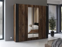 Armoire Felelie 100 (Chêne Flagstaf foncé + Argent)
