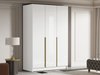 Armoire Closico Decoron I (Blanc brillant + Doré)
