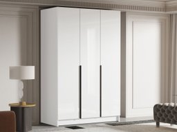 Armoire Closico Decoron I (Blanc brillant + Noir)