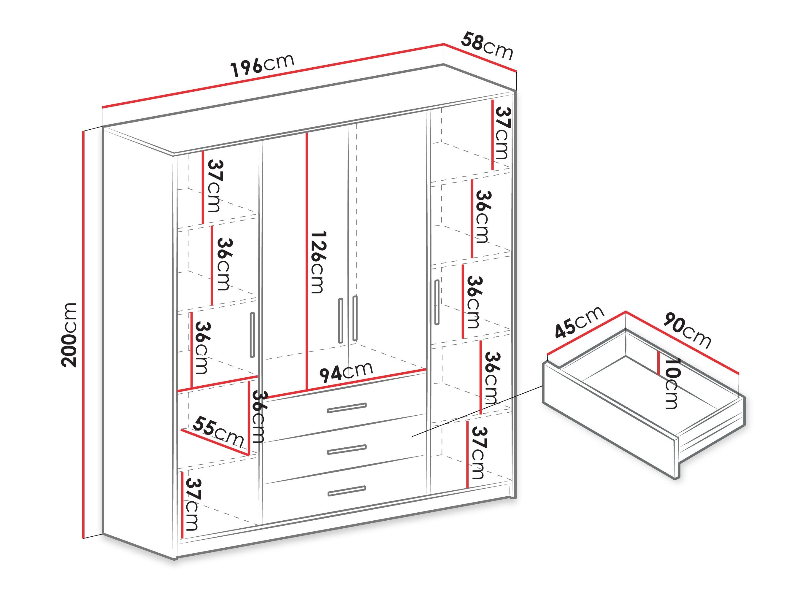 Armoire Dortivu 154 (Cachemire)