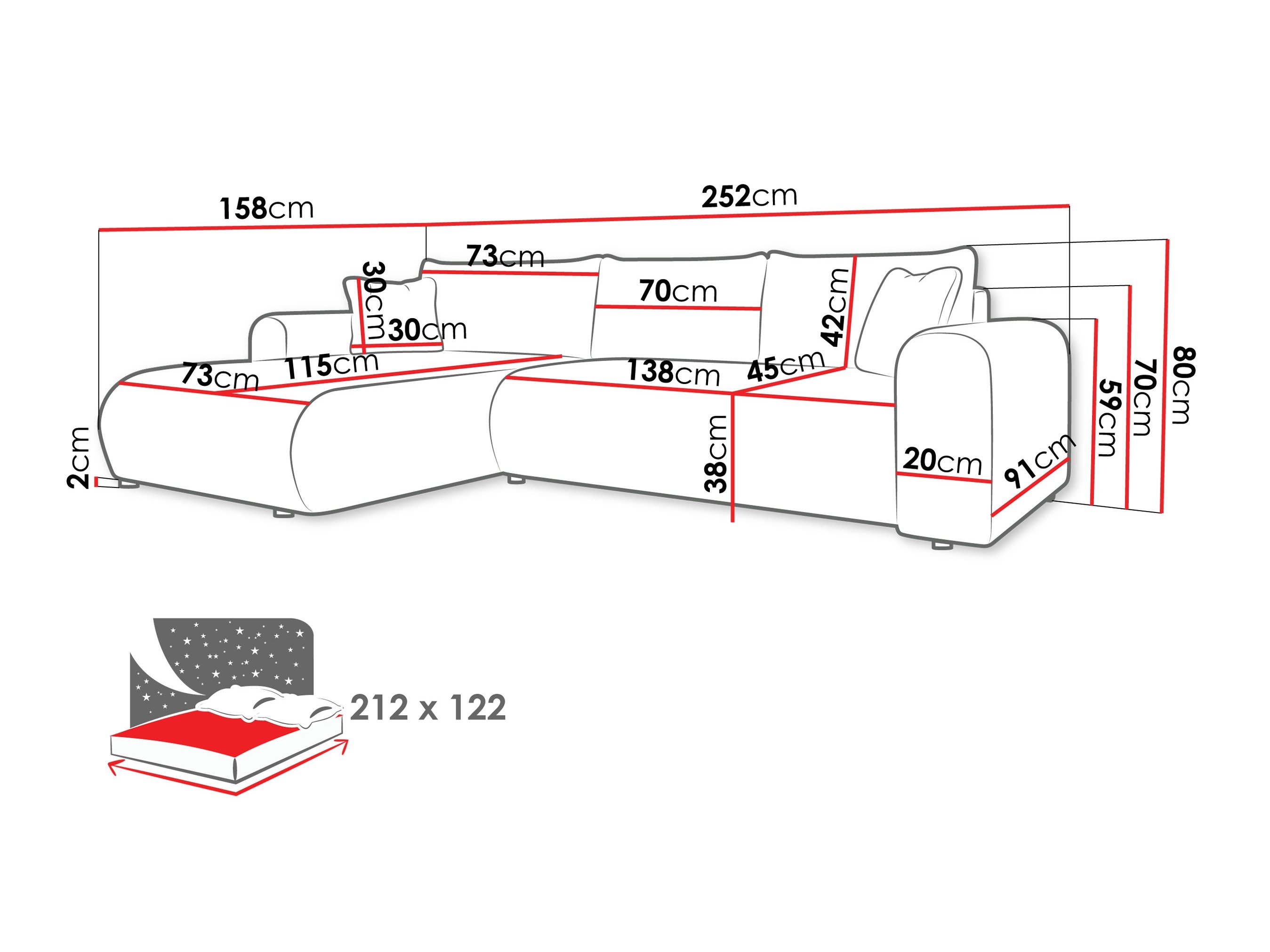 Canapé d'angle Comfivo 449 (Poso 100)