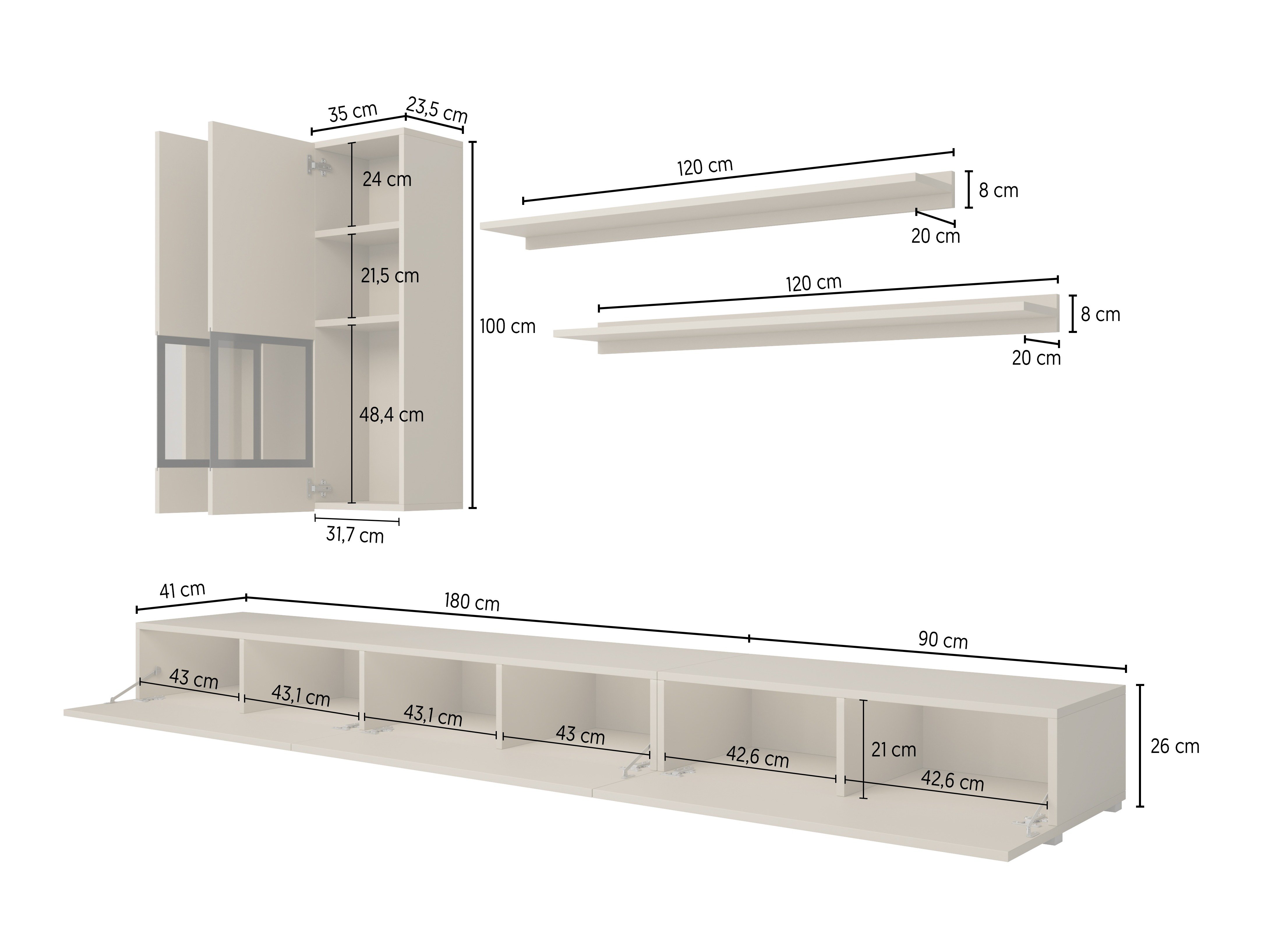 Ensemble de salon Serodeu 100 (Béton foncé)
