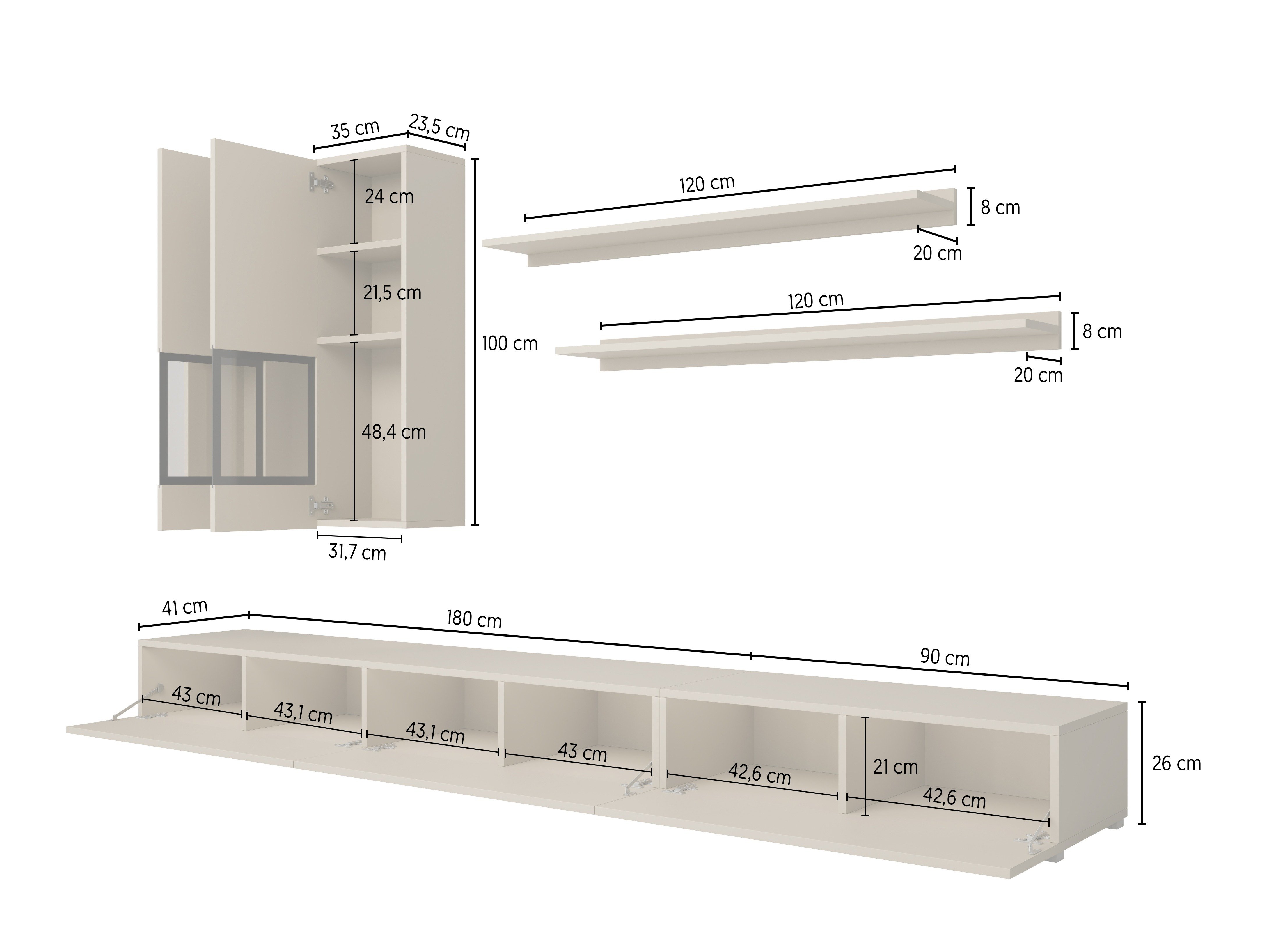 Ensemble de salon Serodeu 100 (Blanc + Blanc brillant)