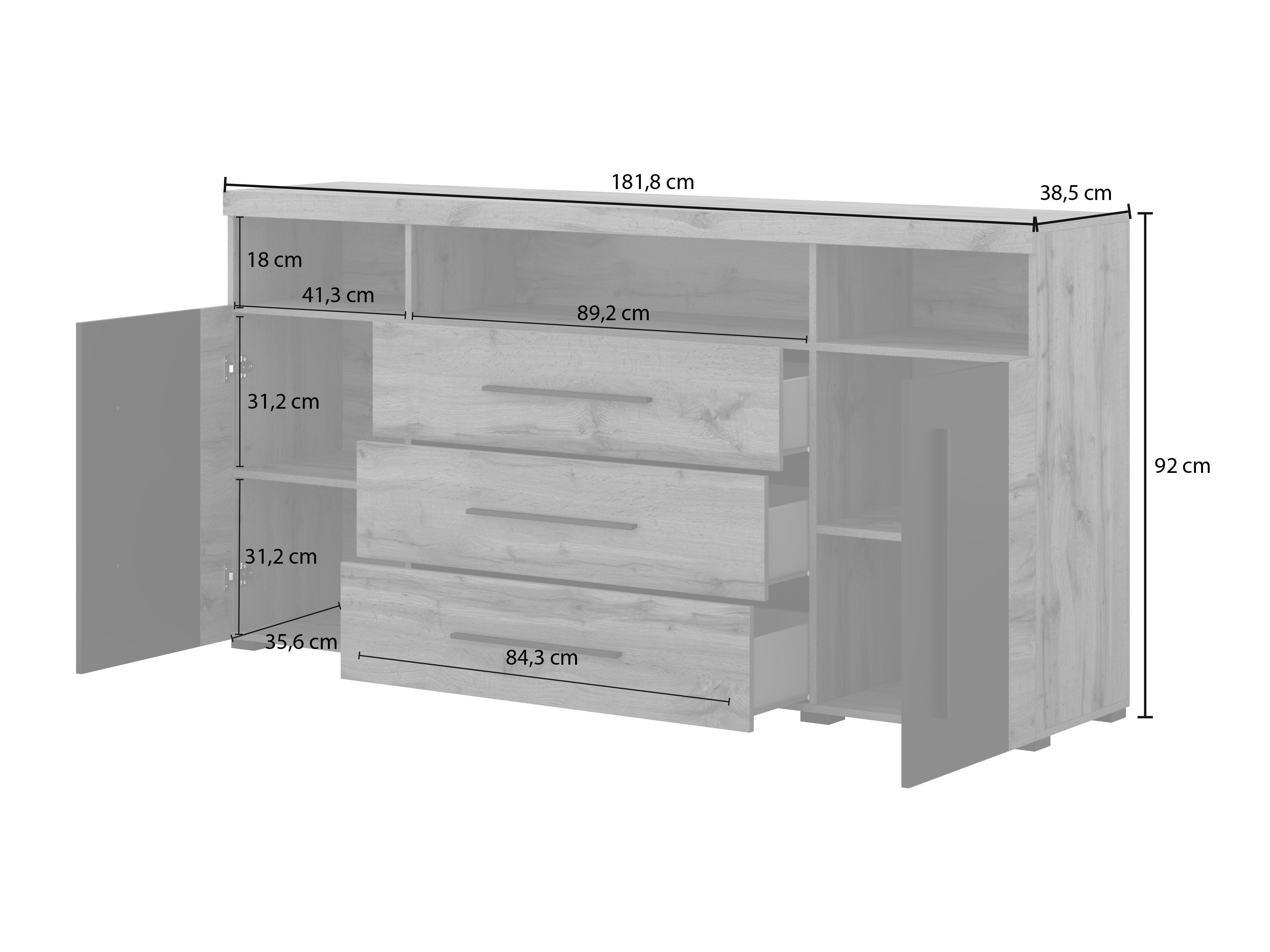 Commode Sorciro 100 (Noix + Chêne foncé)