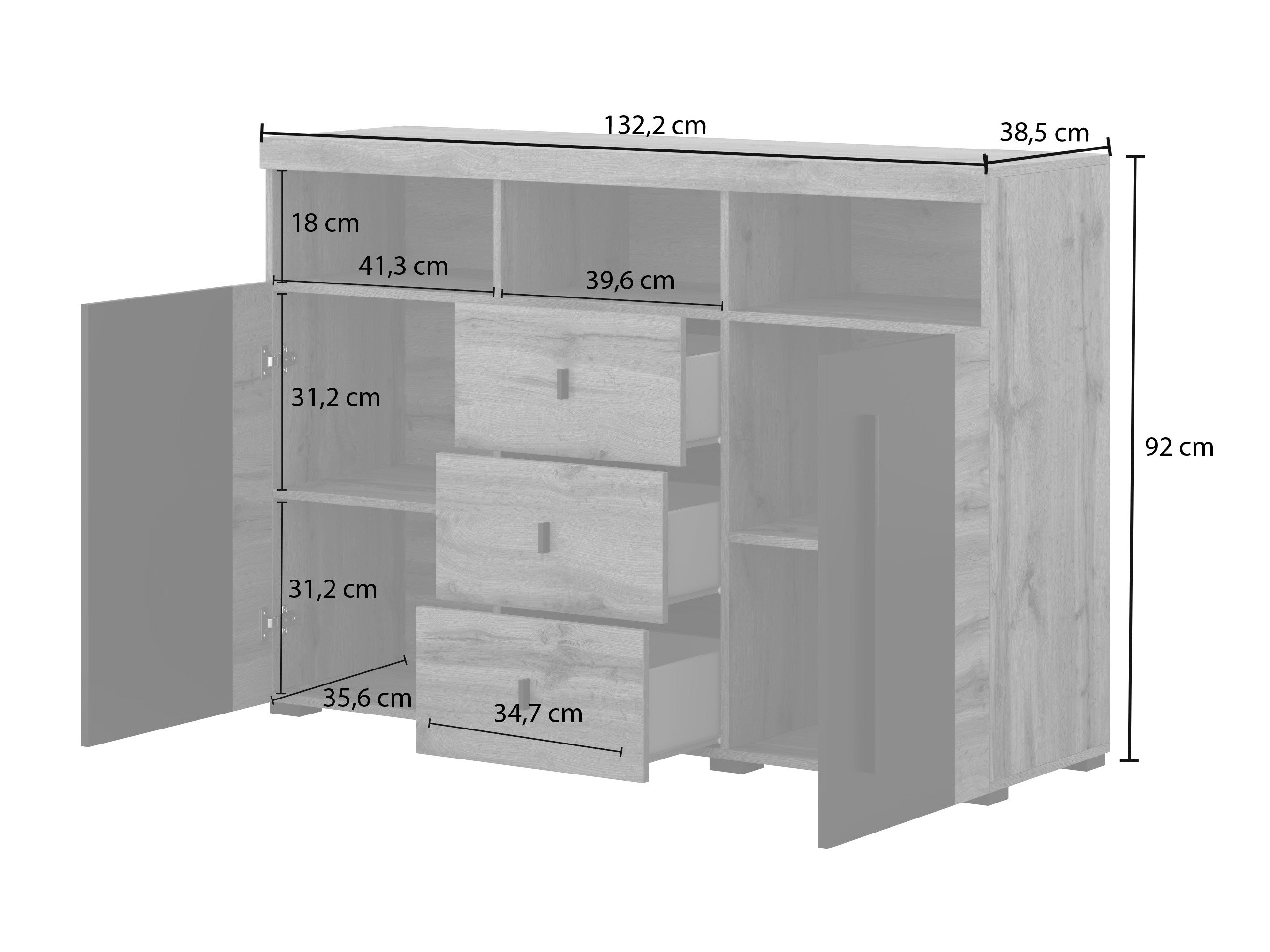 Commode Sorciro 101 (Noix + Chêne foncé)