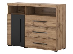Commode Sorciro 102 (Noir + Chêne wotan)