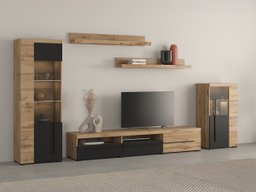 Ensemble de salon Sorciro 103 (Noir + Chêne wotan)