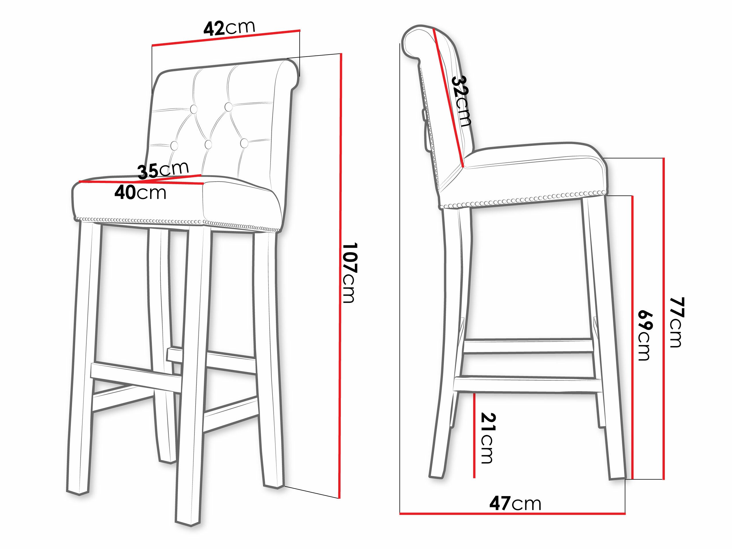 Chaise de bar Jackson 100 (Noir + Magic Velvet 2250)