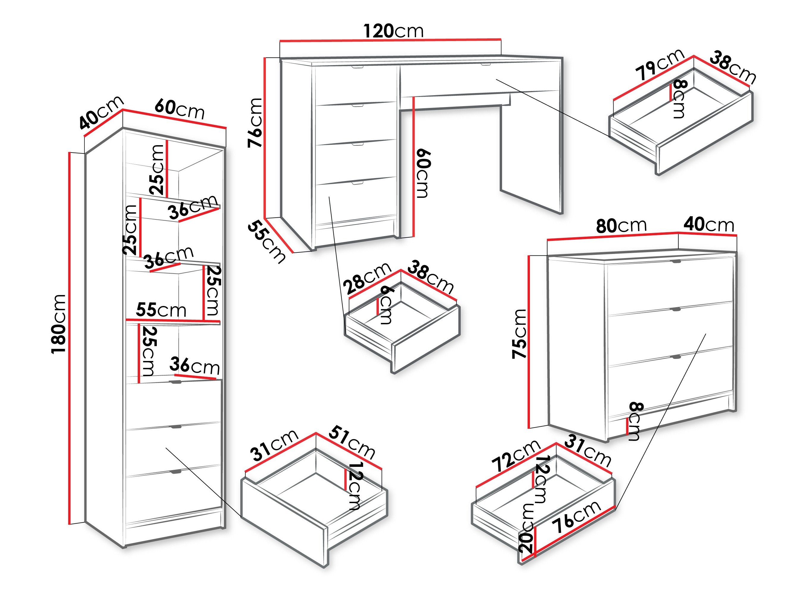 Ensemble de bureau à domicile Comfivo Larmire 120 (Blanc)