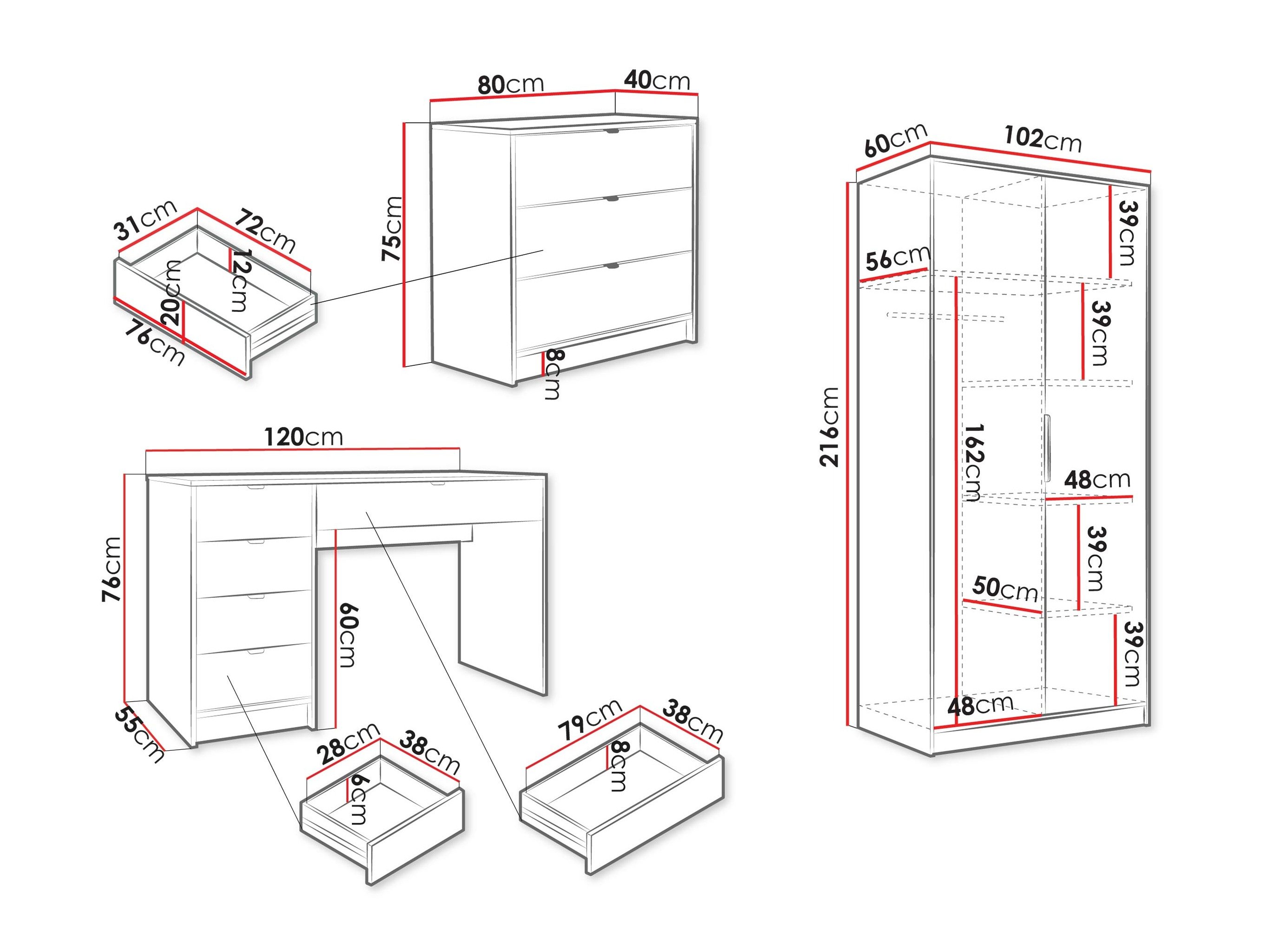 Ensemble de bureau à domicile Comfivo Papilio IV (Blanc)