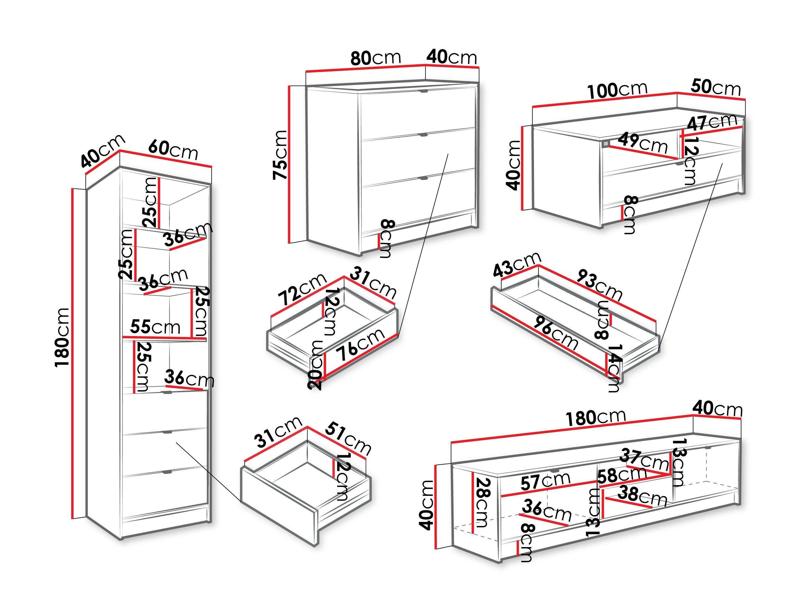 Ensemble de salon Comfivo Larmire 118 (Blanc)