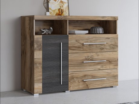Commode Sorciro 102 (Noix + Chêne foncé)