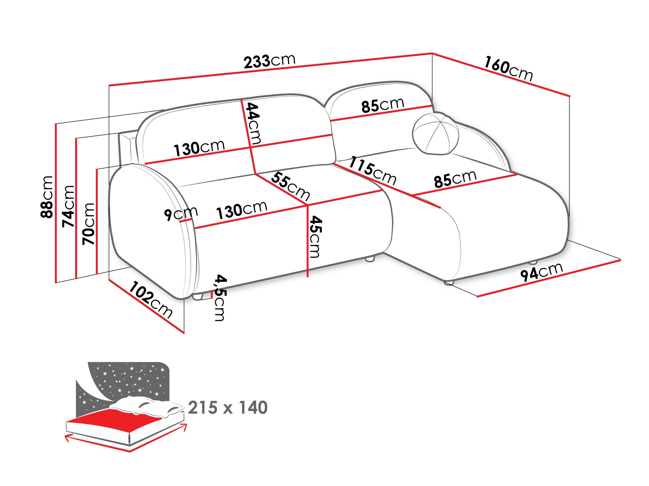 Canapé d'angle Columbus 249 (Sereno 681)