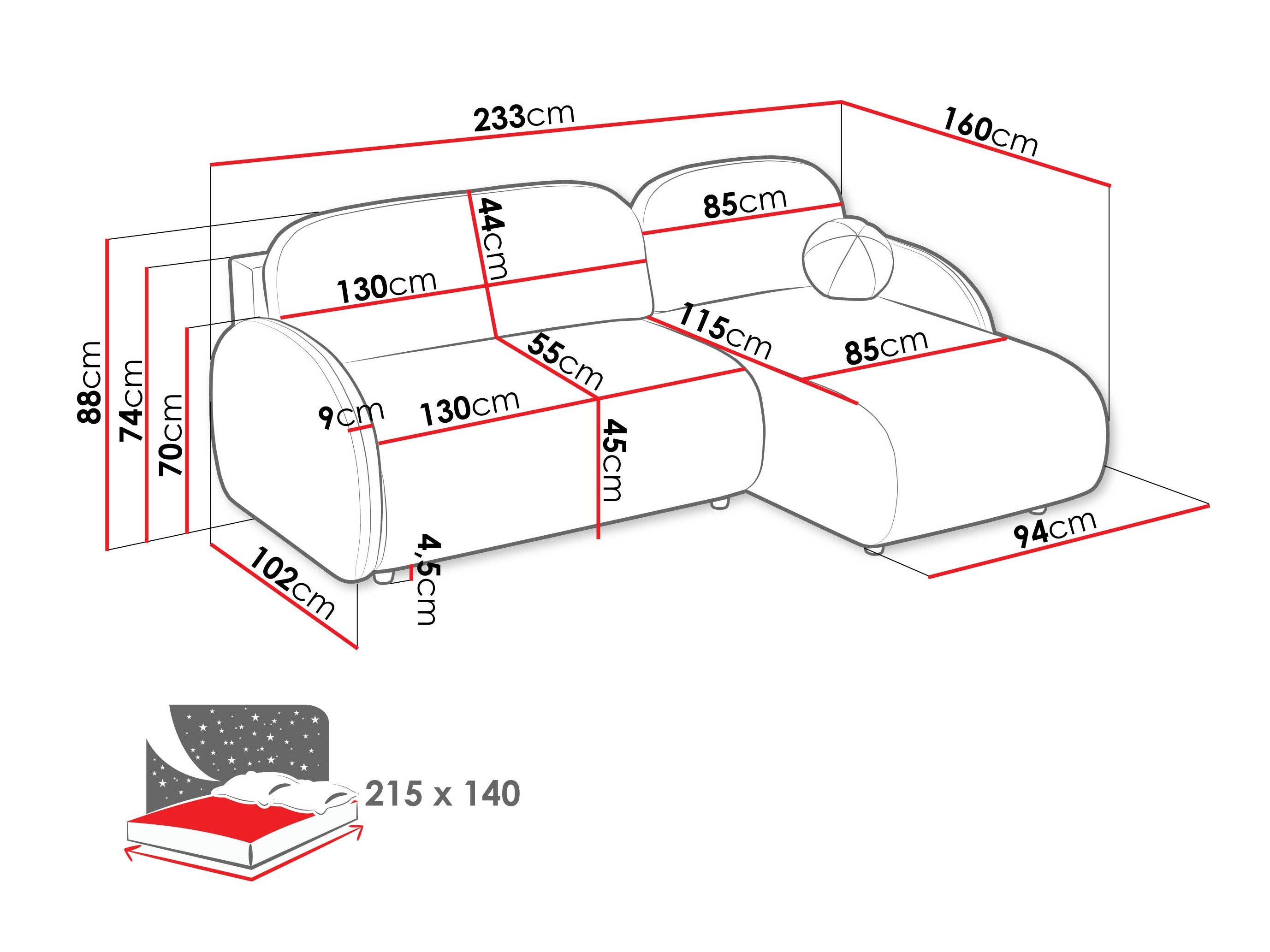 Canapé d'angle Columbus 249 (Sereno 684)