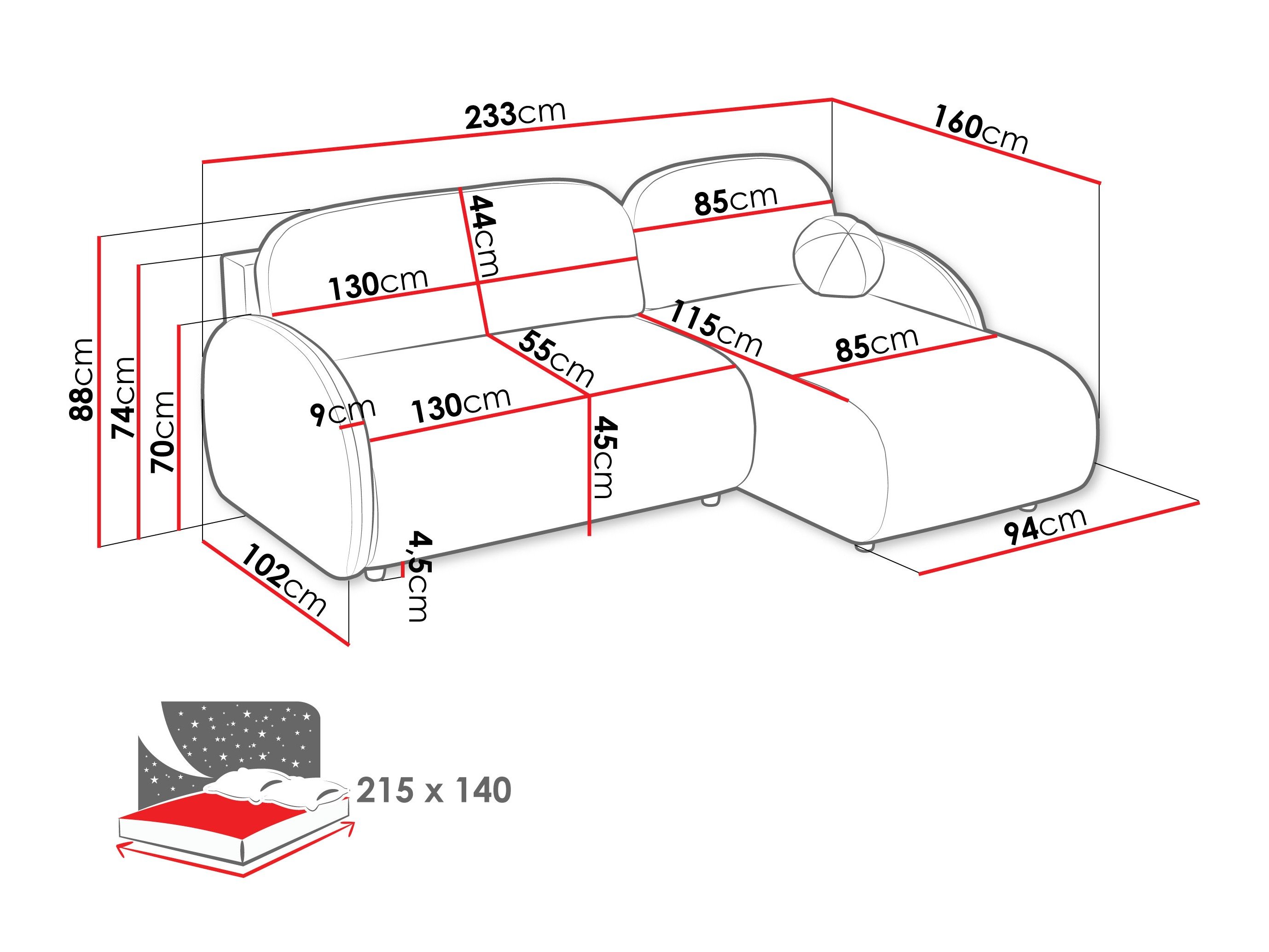 Canapé d'angle Columbus 249 (Sereno 692)