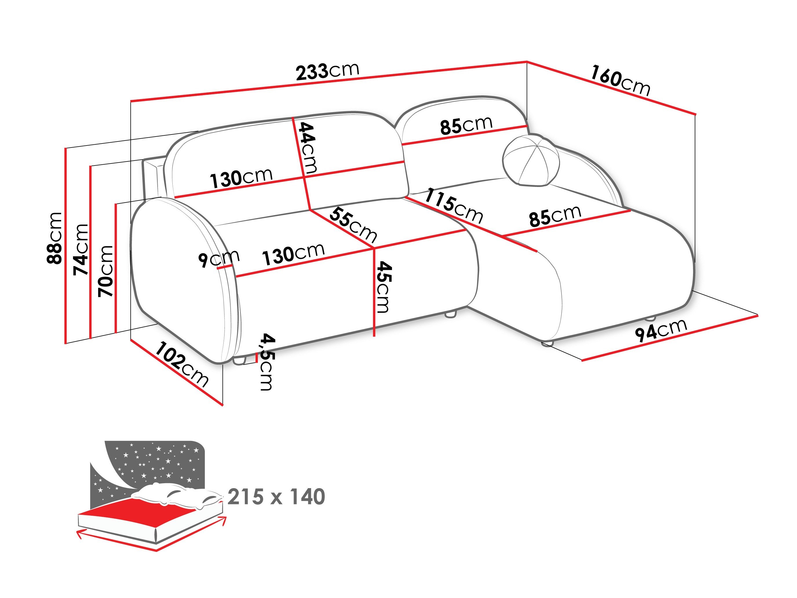 Canapé d'angle Columbus 249 (Sereno 695)