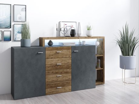 Commode Lutiva 106 (Matera gris + Épicéa foncé)