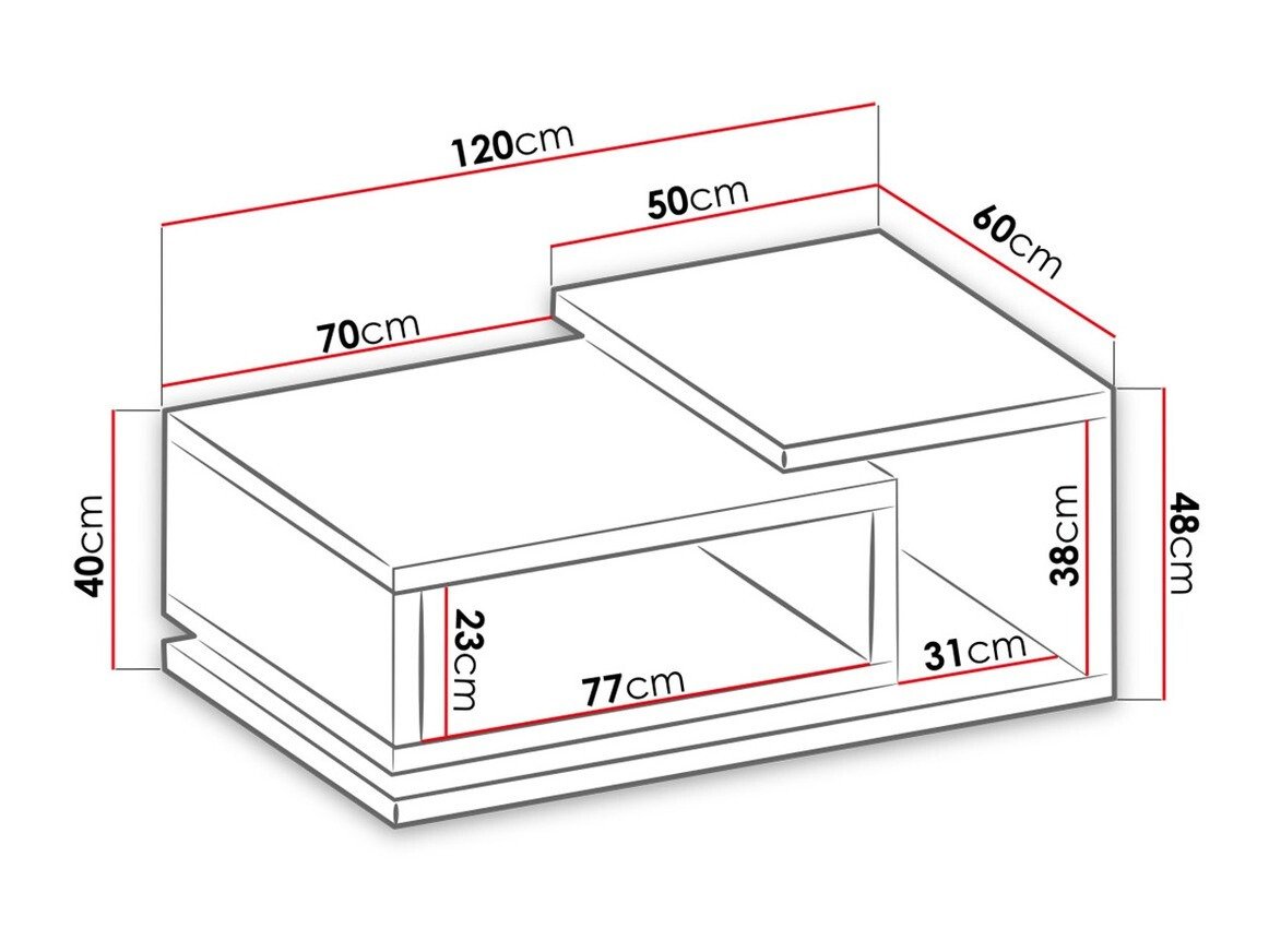 Table basse Lutiva 104 (Blanc + Béton)