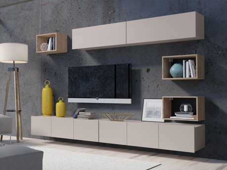 Ensemble de salon Remus XXXI (Cachemire + Chêne Artisan)