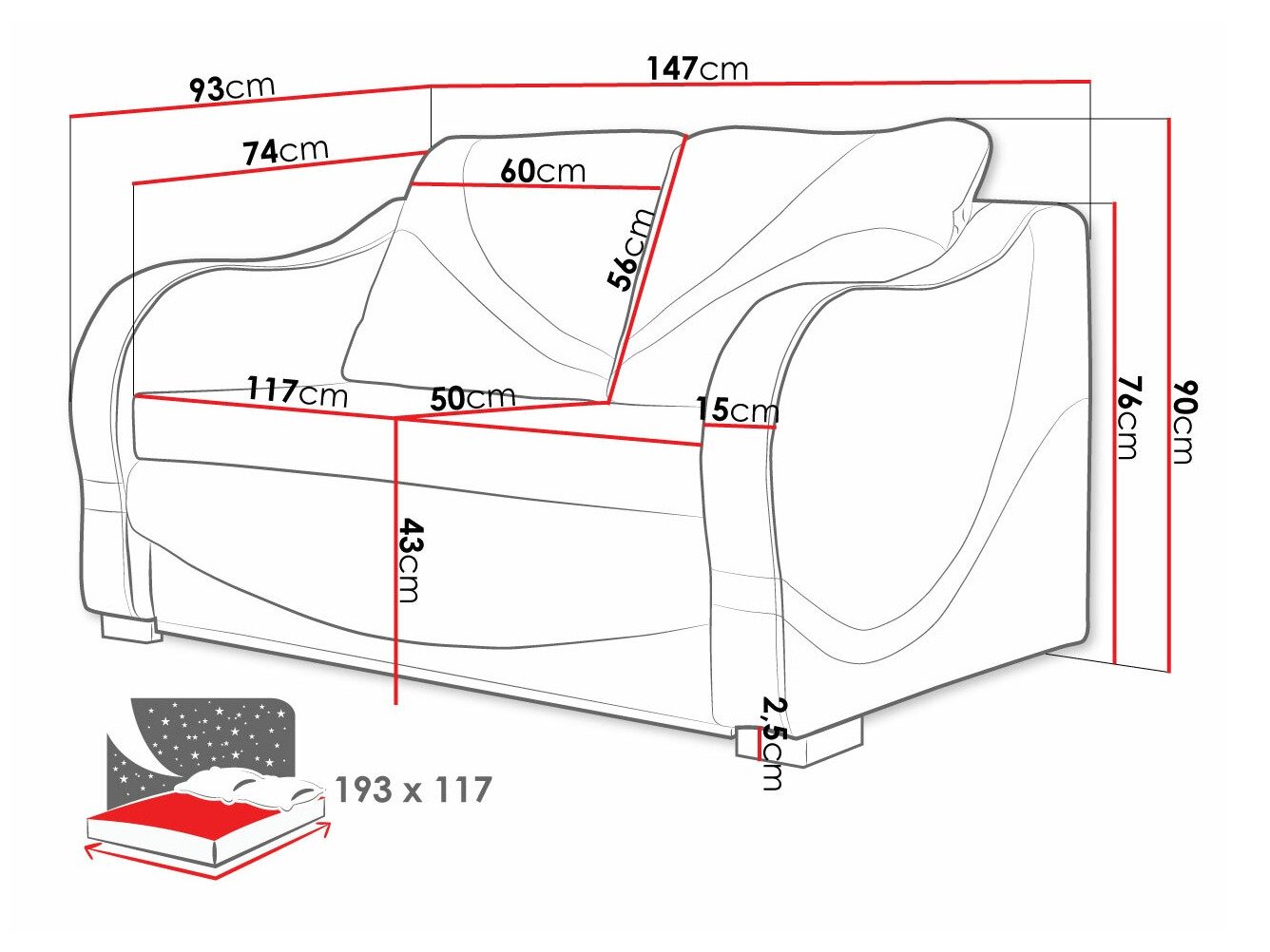 Canapé convertible Decatur 102 (Rombix 017 + Lawa 17)