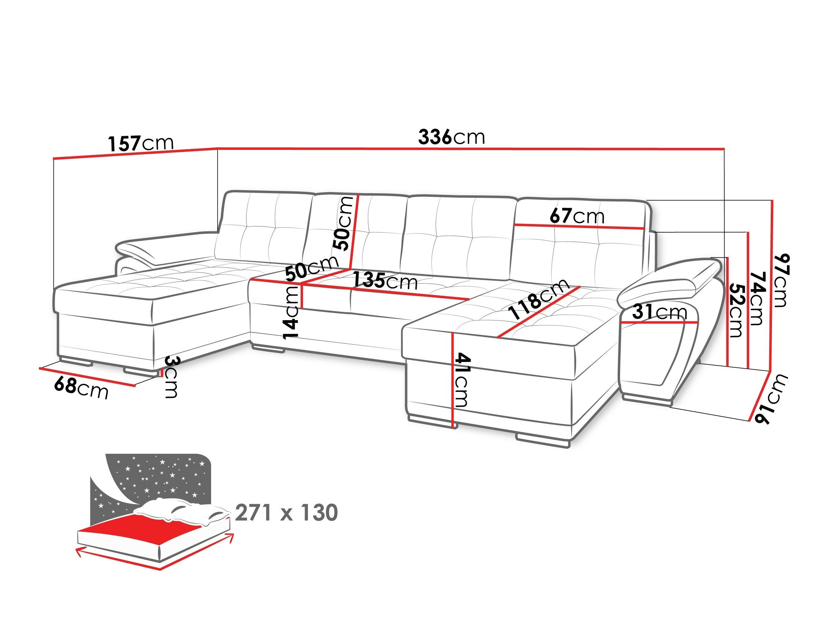 Canapé d'angle Arvada 115 (Rico 20 + Soft 17)
