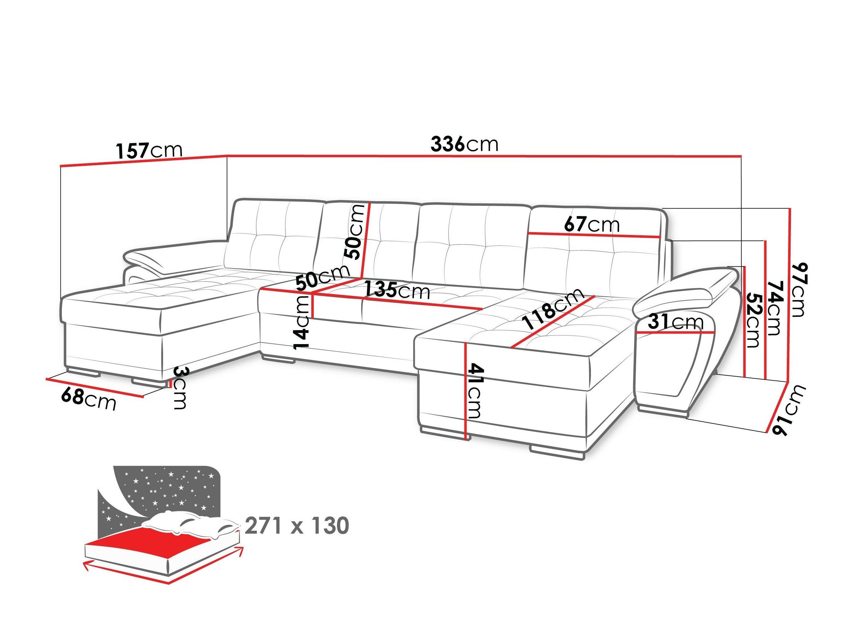 Canapé d'angle Arvada 115 (Rico 21 + Doux 33)