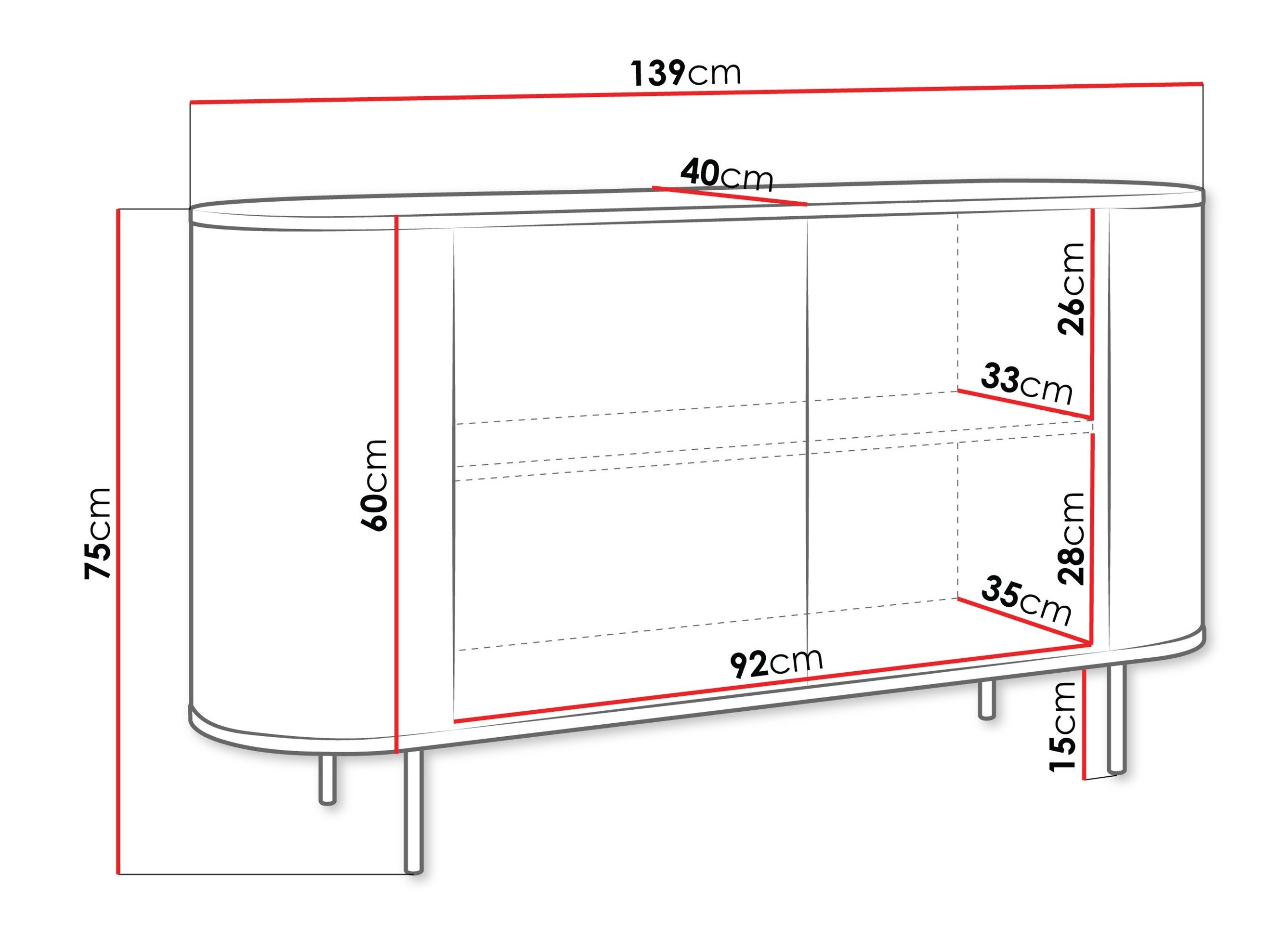 Buffet Comfivo Livtena 100 (Marbre noir + Noir)