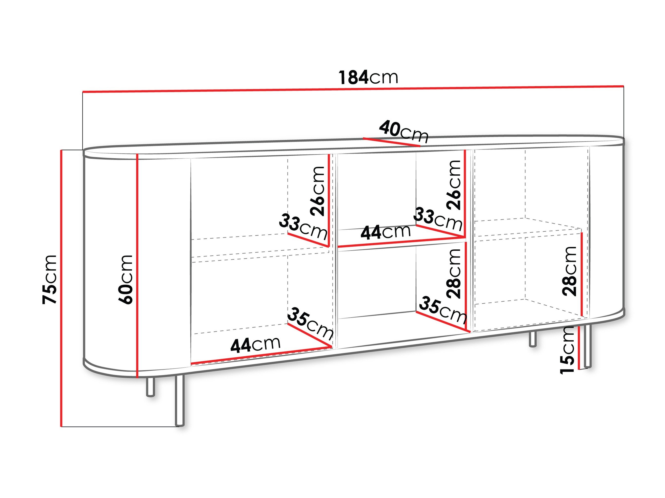 Buffet Comfivo Livtena 101 (Marbre noir + Noir)
