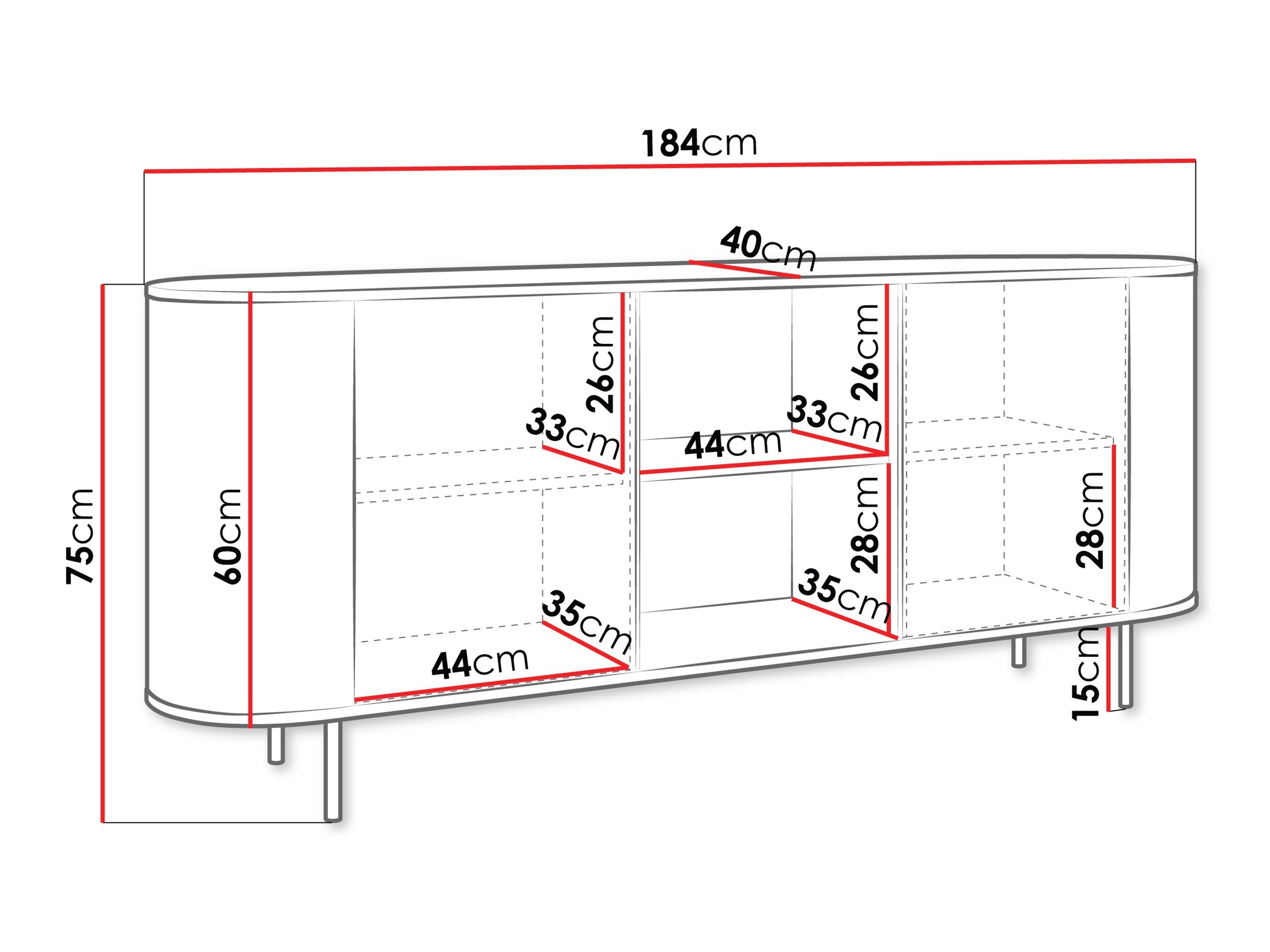 Buffet Comfivo Livtena I (Marbre blanc + Doré)