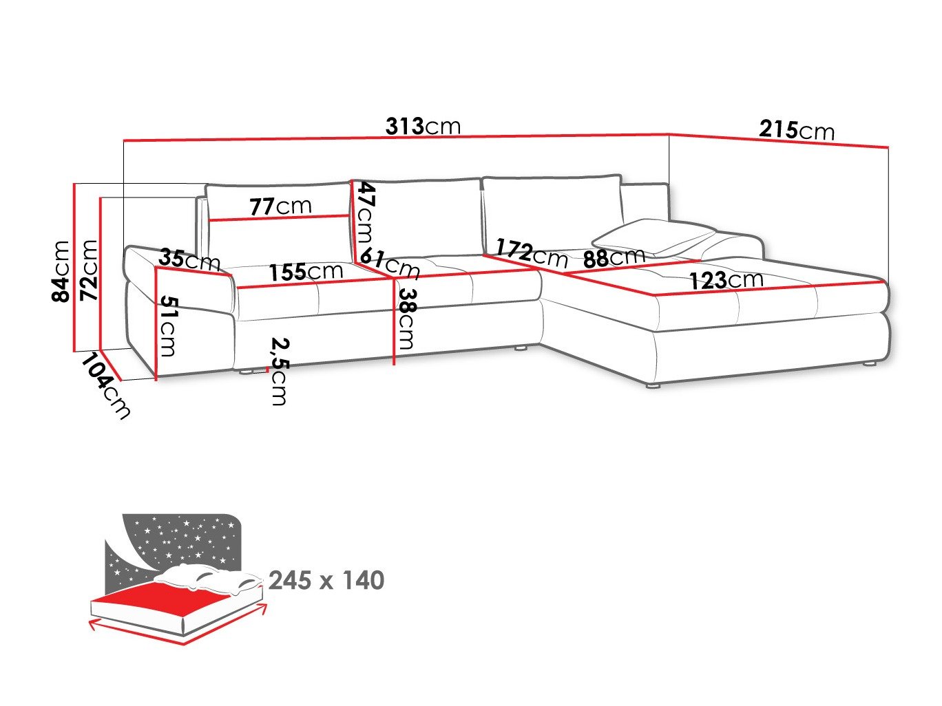 Canapé d'angle Memoria (Inari 95)