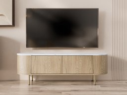 Meuble TV Comfivo Livtena 102 (Marbre blanc + Doré)