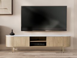 Meuble TV Comfivo Livtena 103 (Marbre blanc + Doré)
