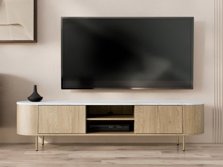 Meuble TV Comfivo Livtena 103 (Marbre blanc + Doré)