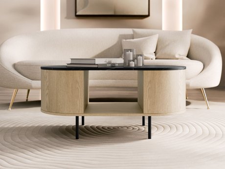 Table basse Comfivo Livtena (Marbre noir + Noir)