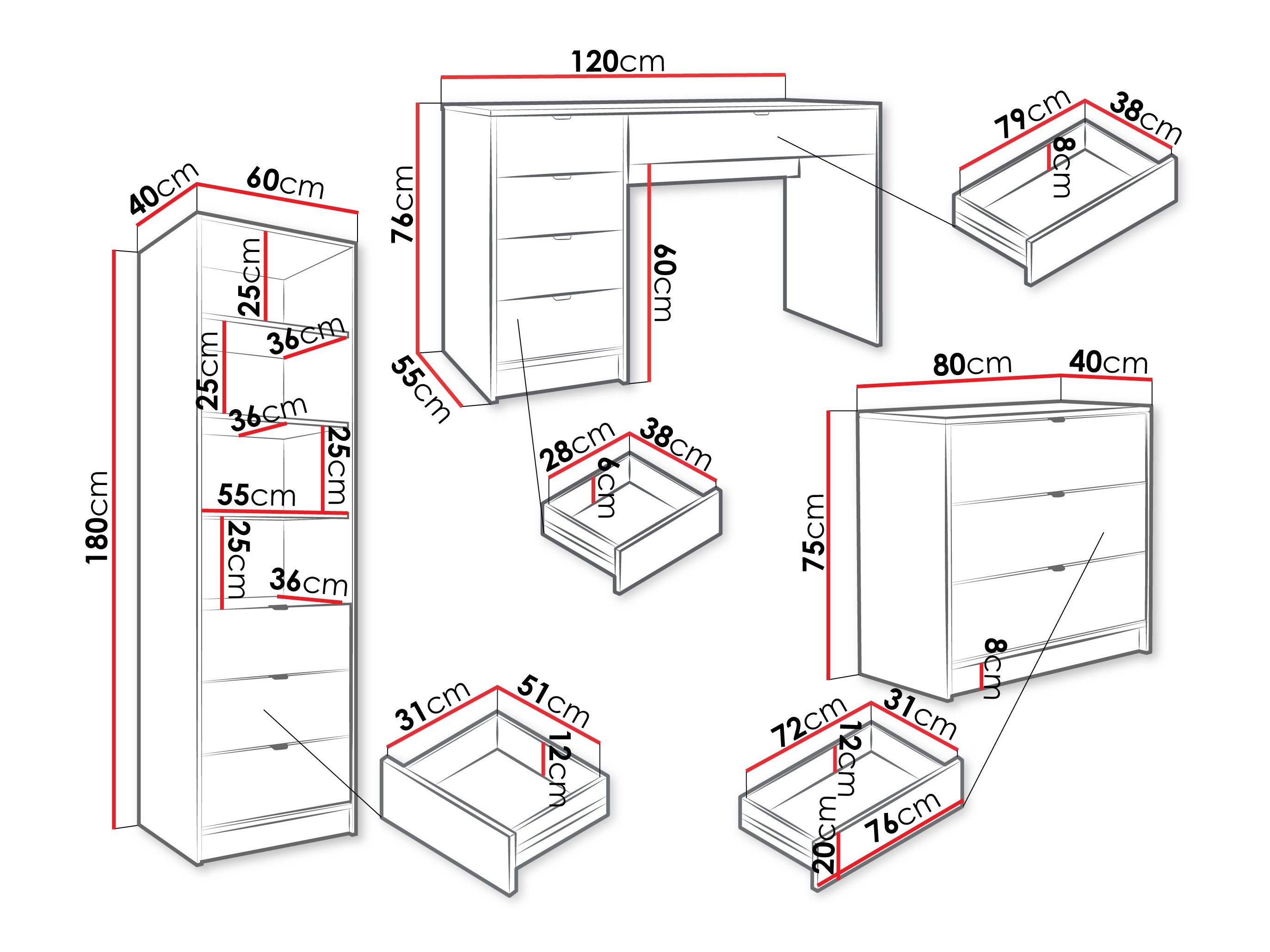 Ensemble de bureau à domicile Comfivo Larmire 120 (Noir)