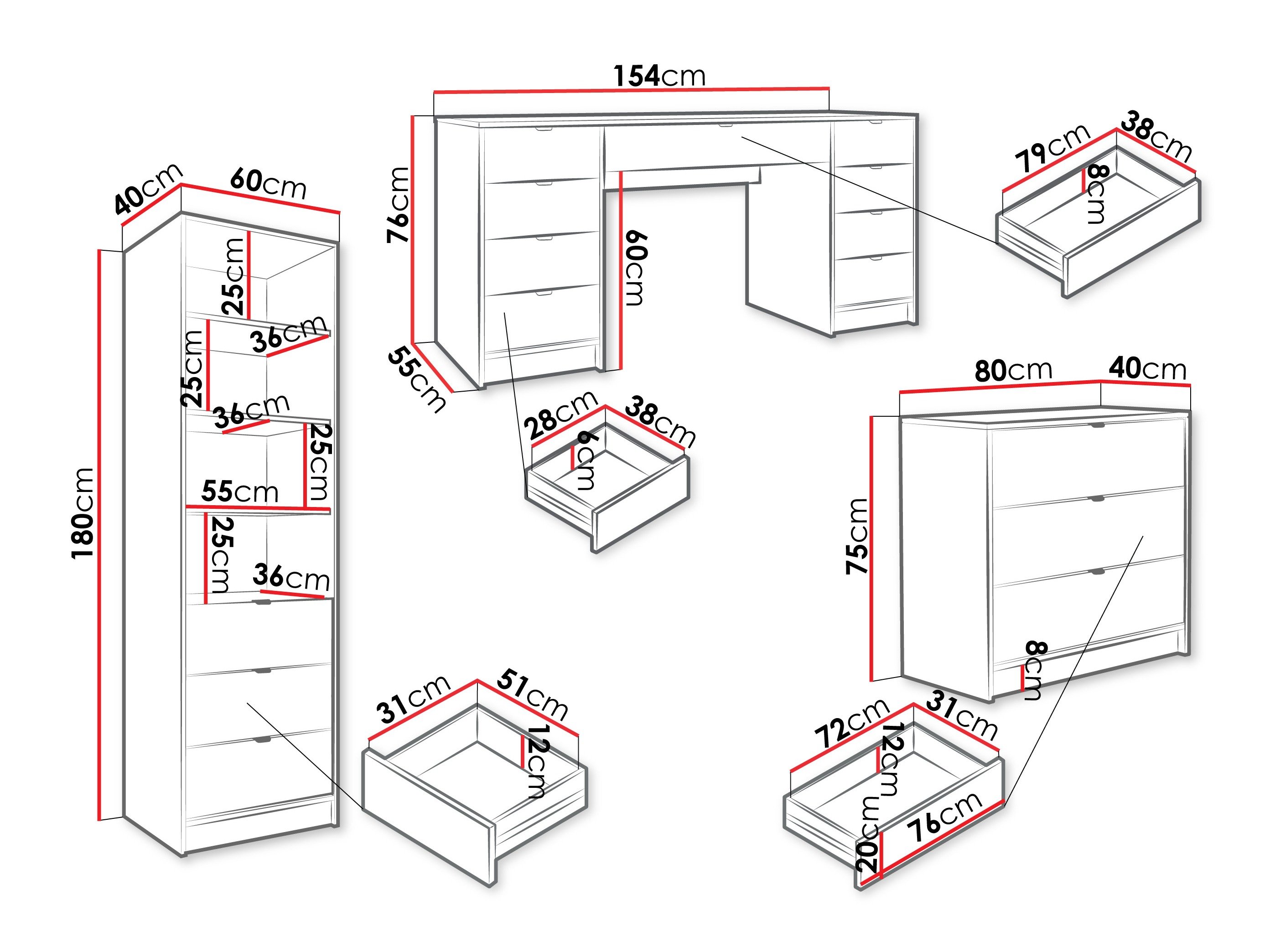 Ensemble de bureau à domicile Comfivo Papilio VI (Noir)