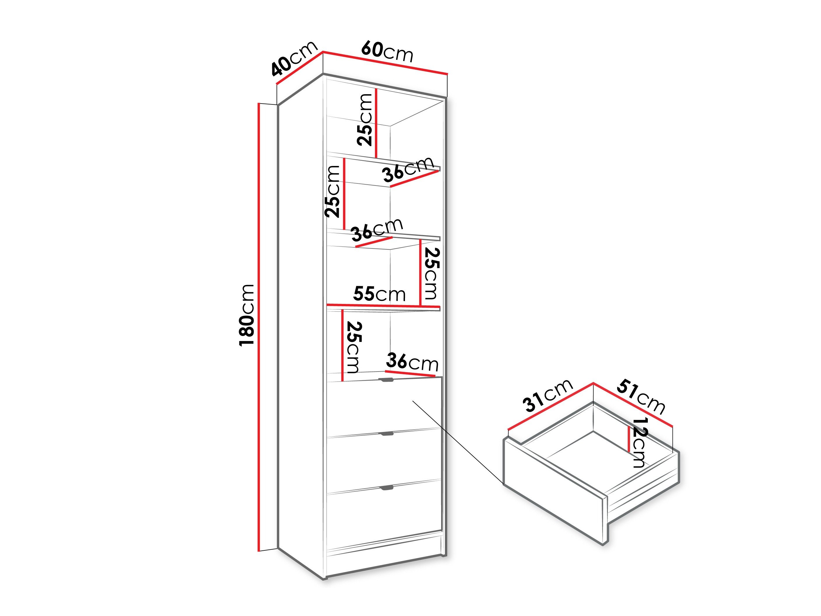 Étagère Comfivo Larmire 116 (Noir)