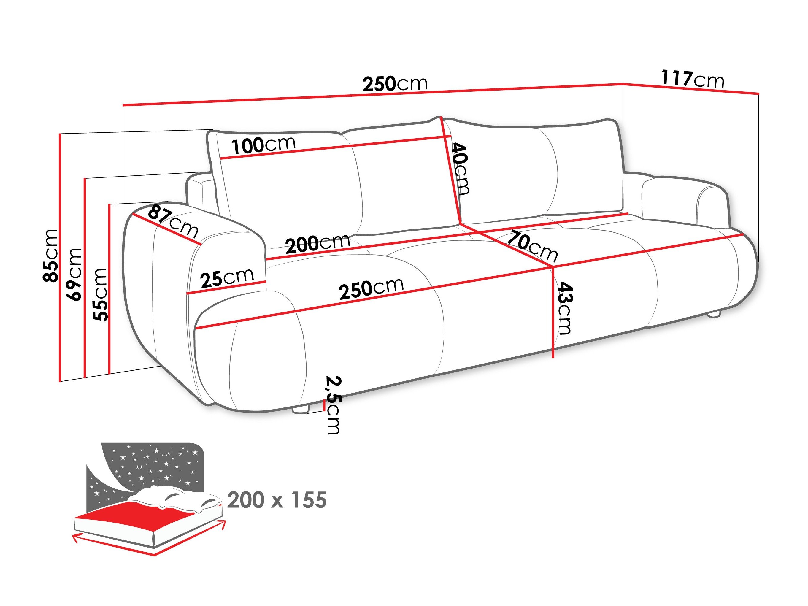 Canapé convertible TrendyNest 115 (Now Or Never 03)