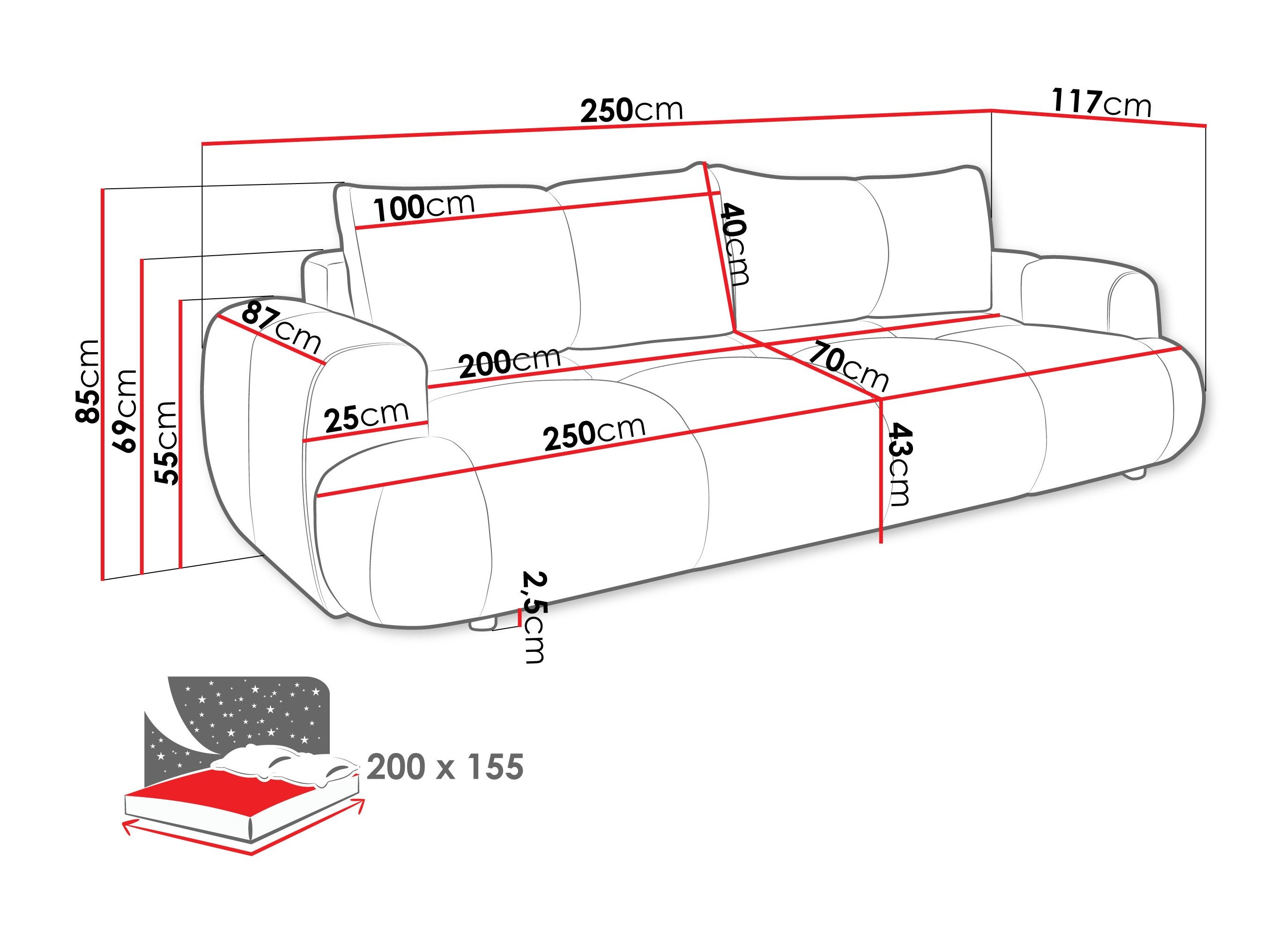 Canapé convertible TrendyNest 115 (Now Or Never 06)