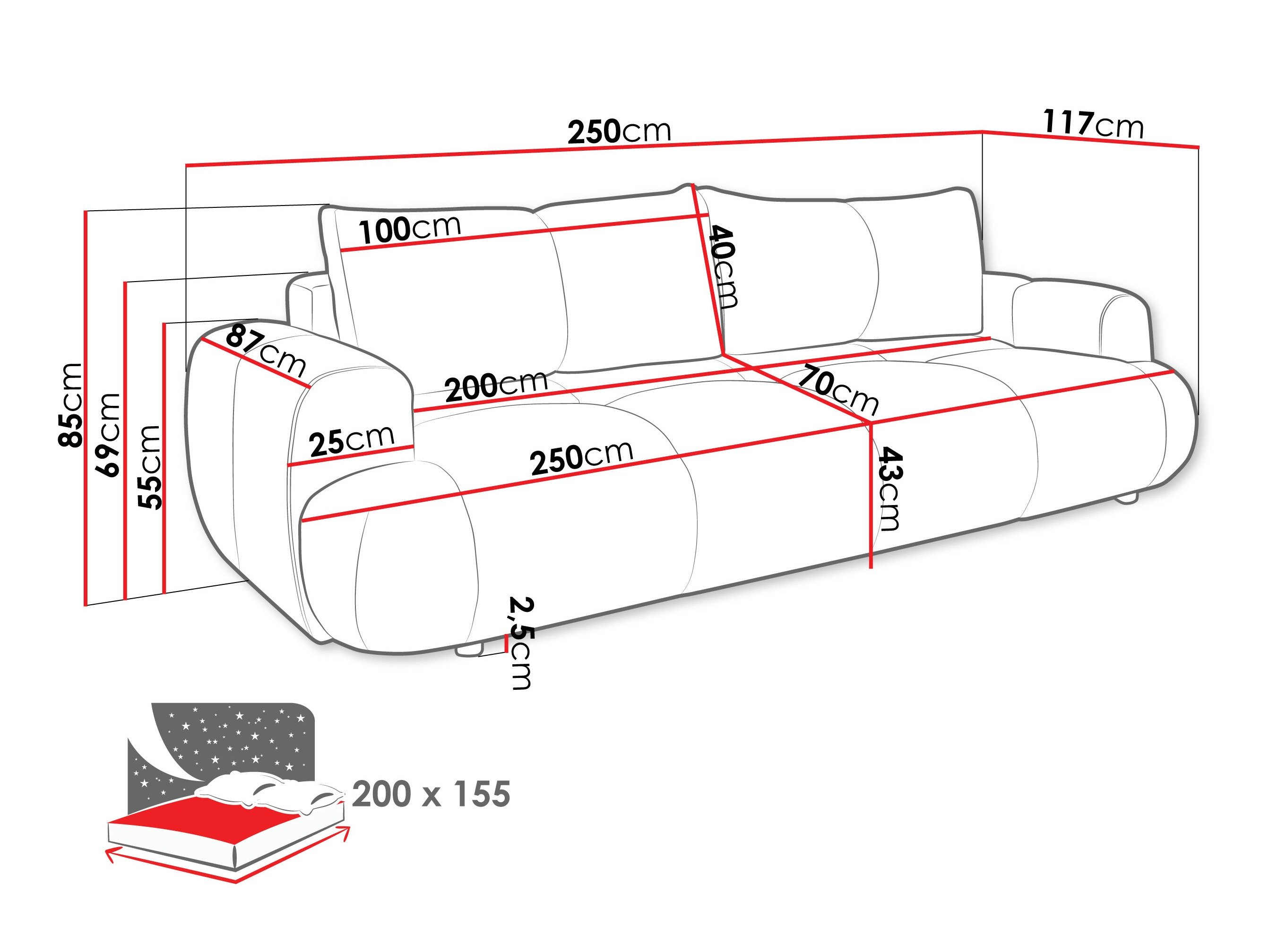 Canapé convertible TrendyNest 115 (Now Or Never 18)