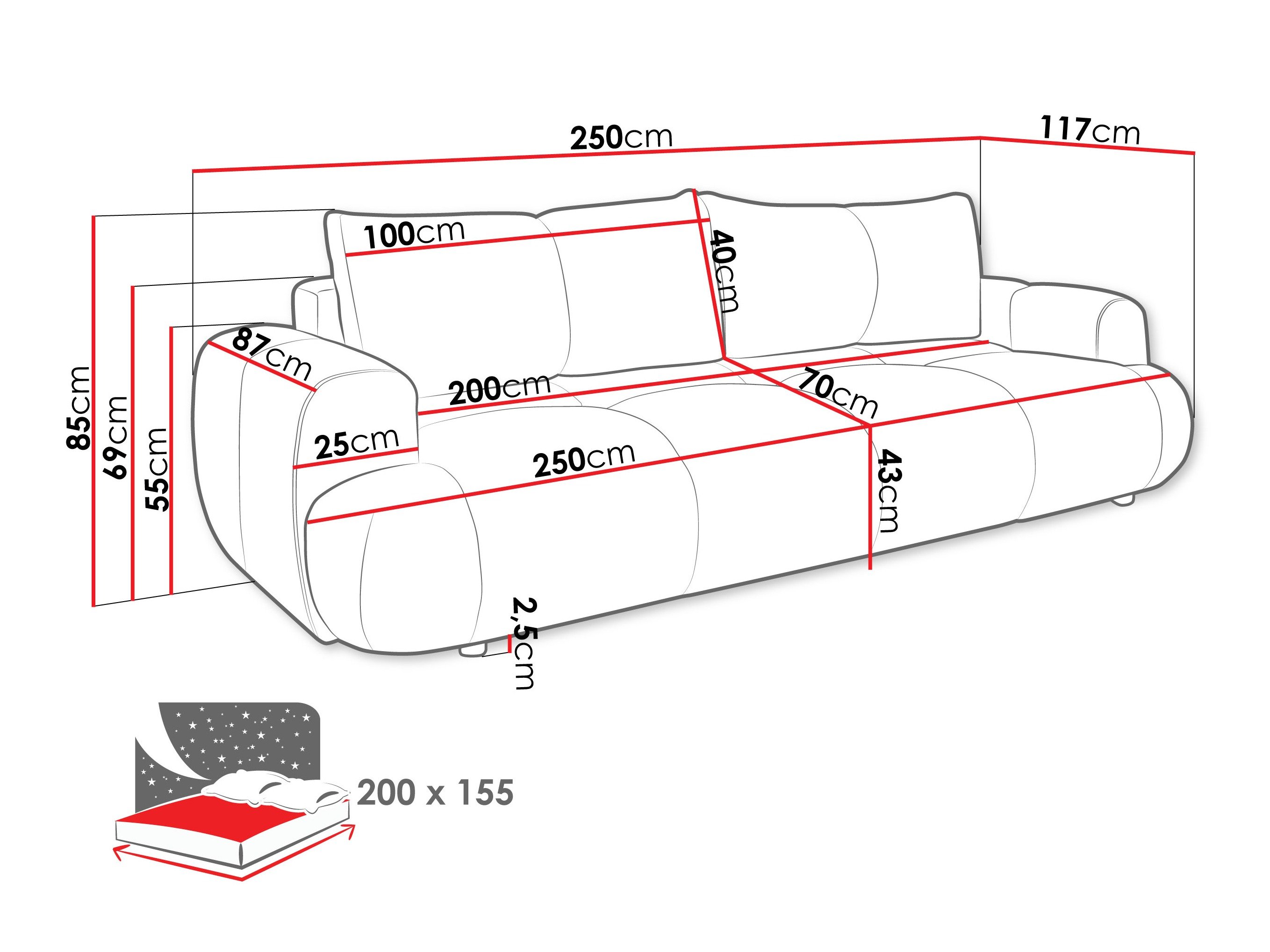 Canapé convertible TrendyNest 115 (Now Or Never 92)